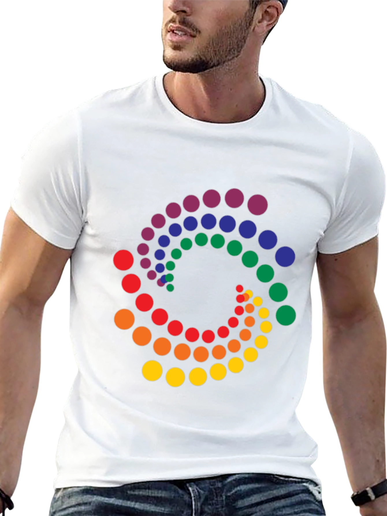 Rainbow Dot Swirl Black T-Shirt