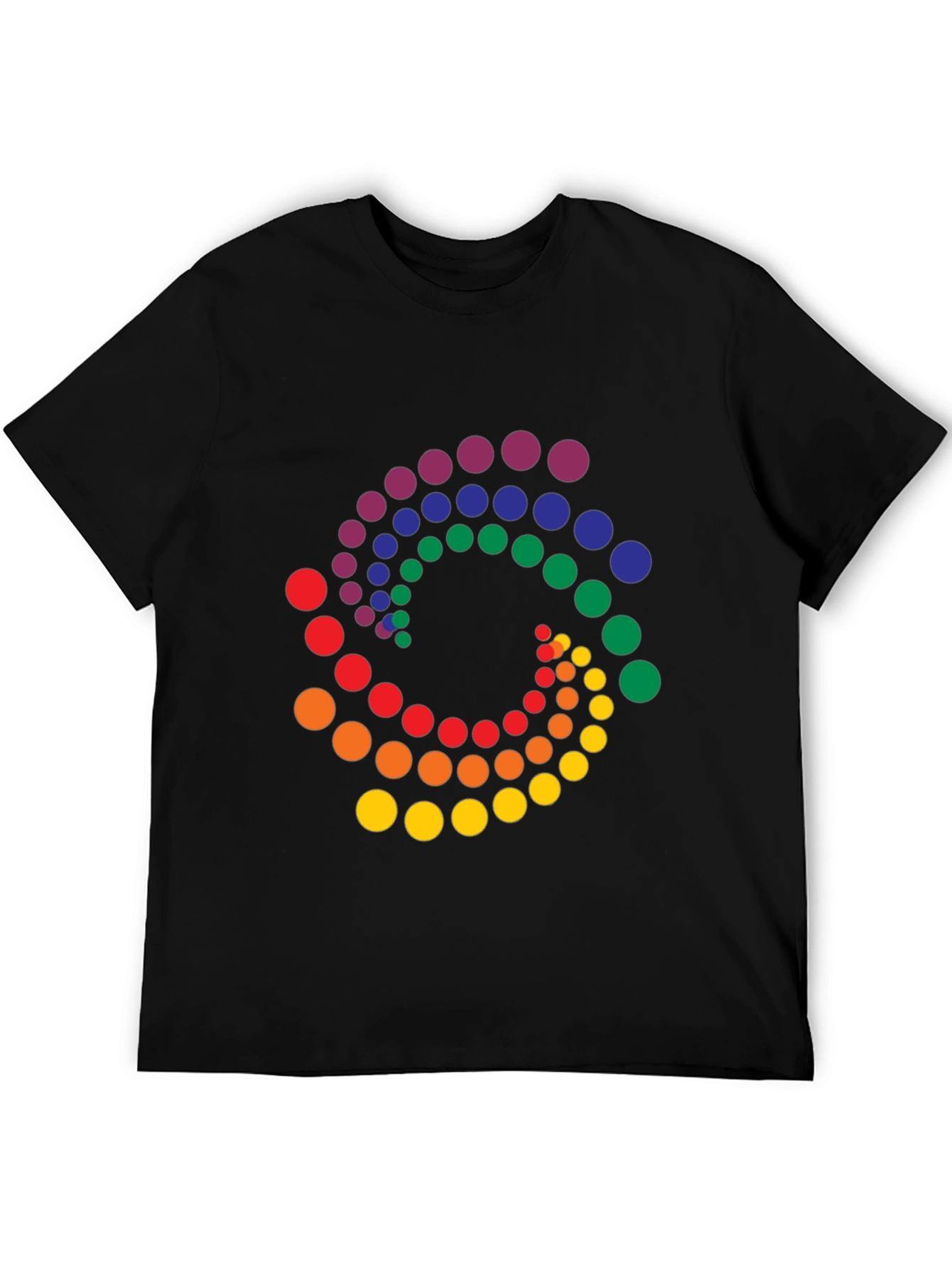 Rainbow Dot Swirl Black T-Shirt