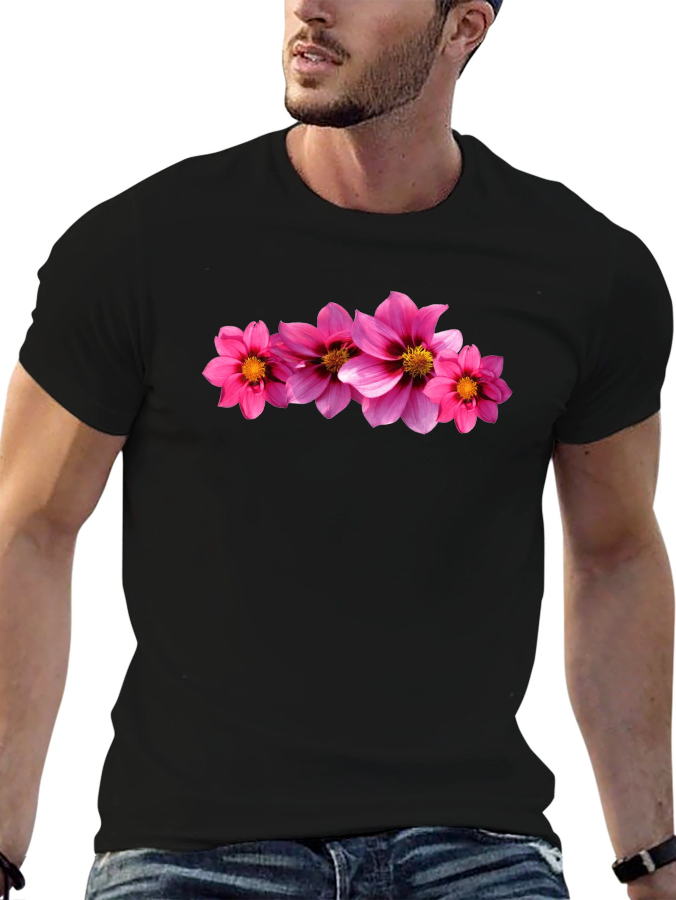 Black Tee with Floral Print