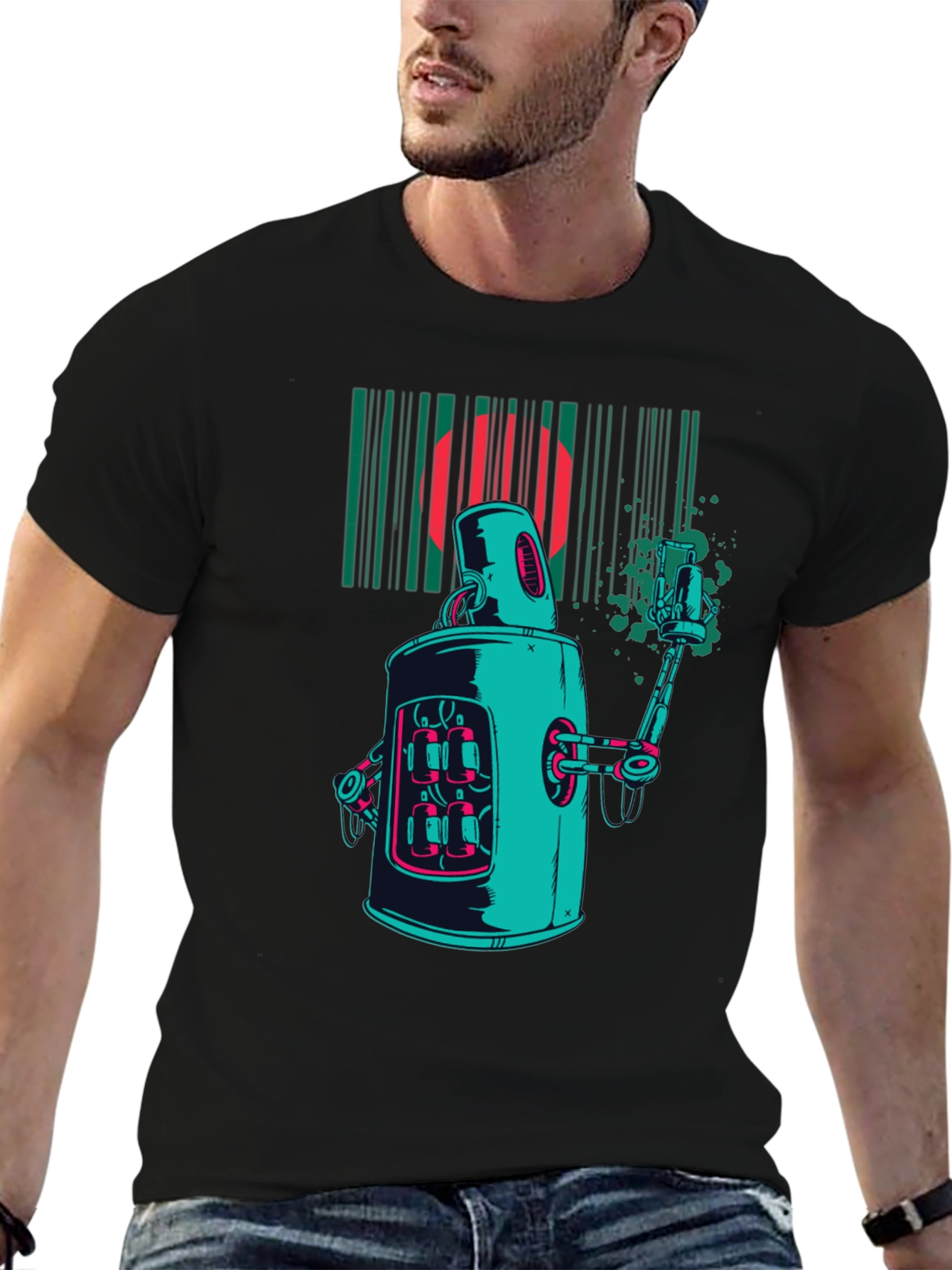 Retro Robot Graphic T-Shirt - Unique Design