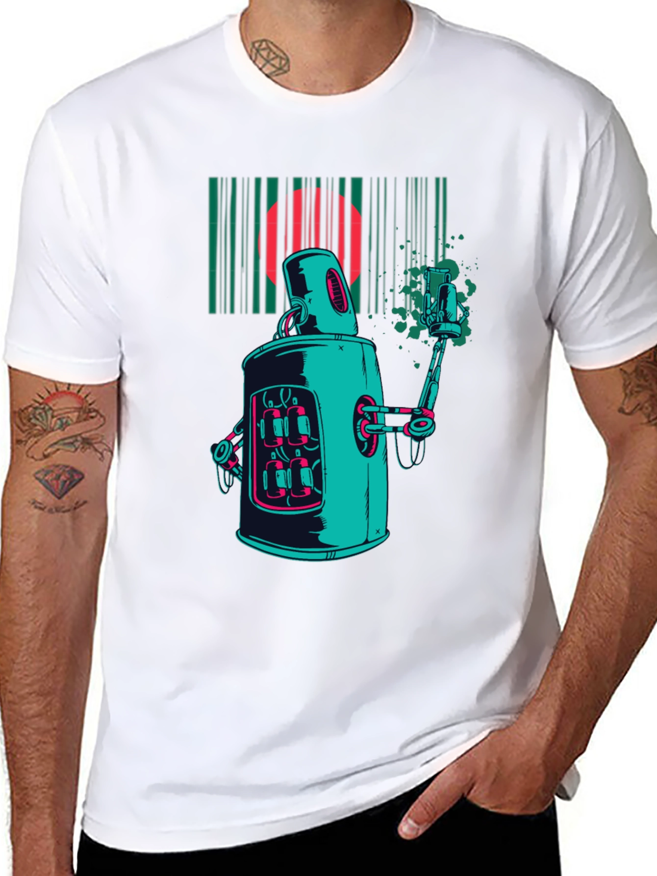 Retro Robot Graphic T-Shirt - Unique Design