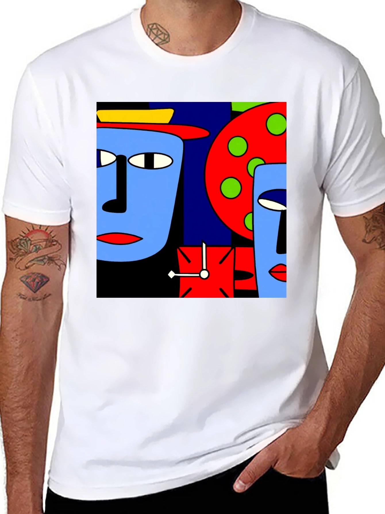 Abstract Faces Graphic T-Shirt - Modern Art Tee