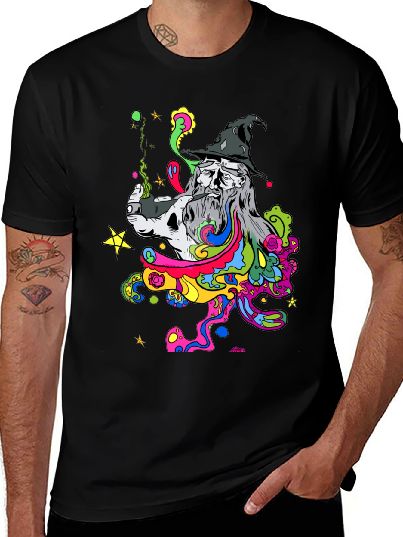 Wizard Smoke T-Shirt - Psychedelic Design