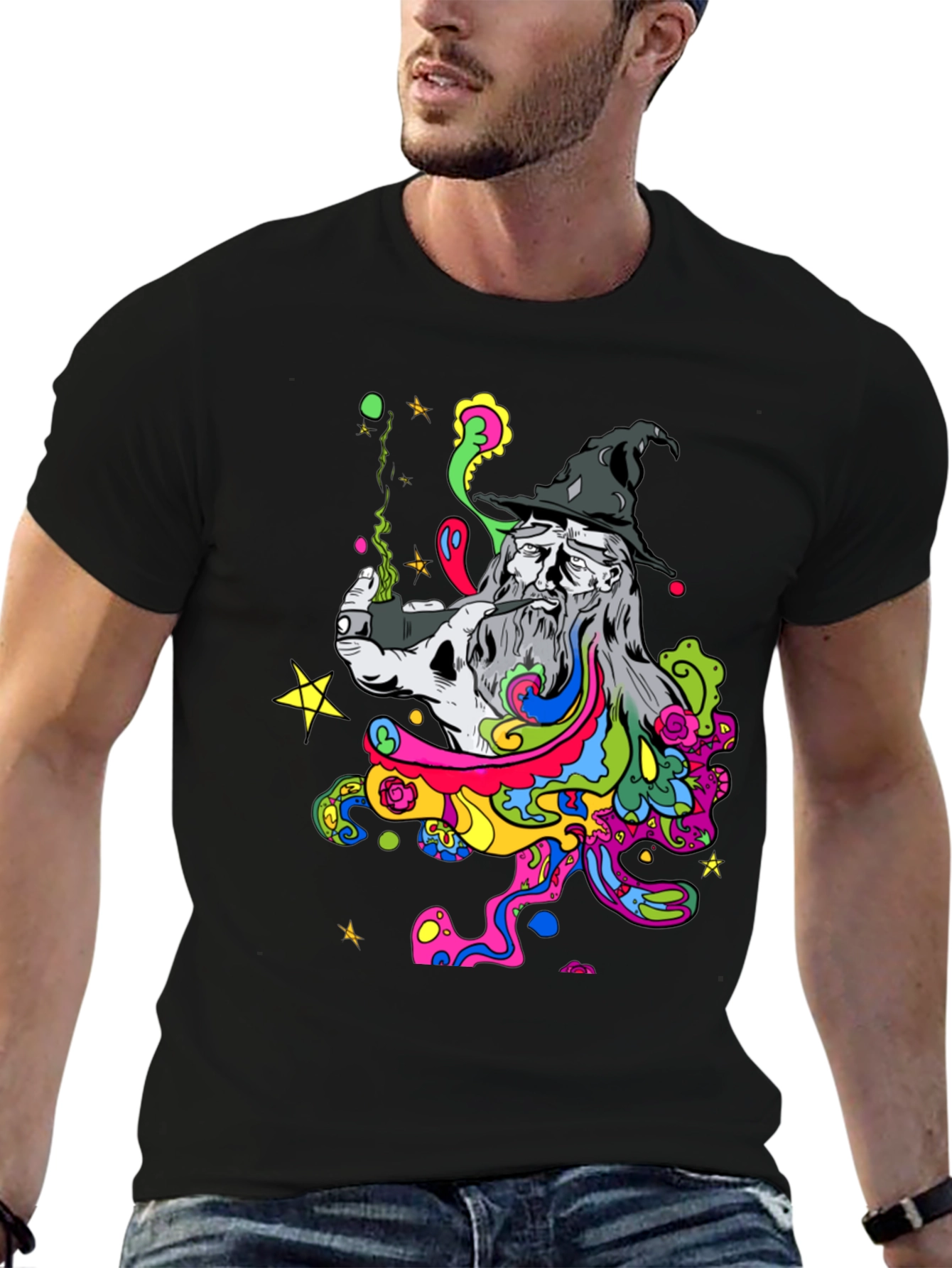 Wizard Smoke T-Shirt - Psychedelic Design
