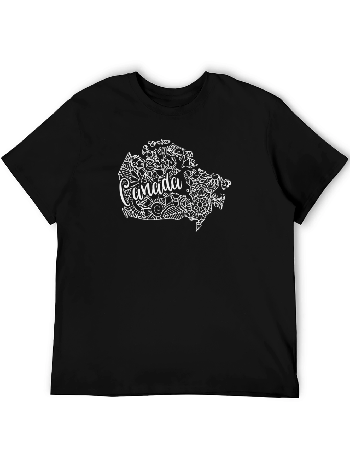 Canada Floral Map T-Shirt - Black Tee