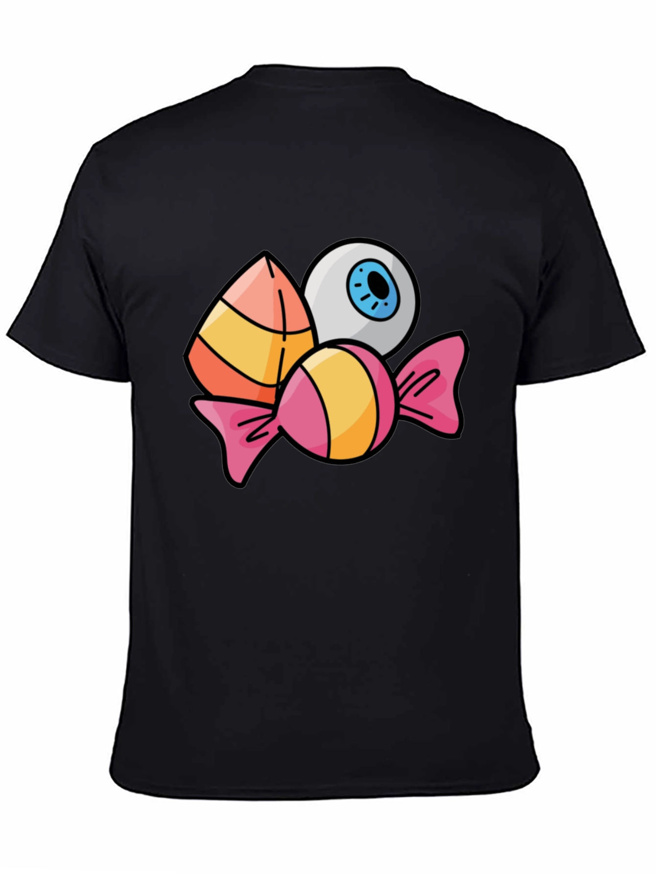 Halloween Candy & Eyeball Graphic Tee - Black