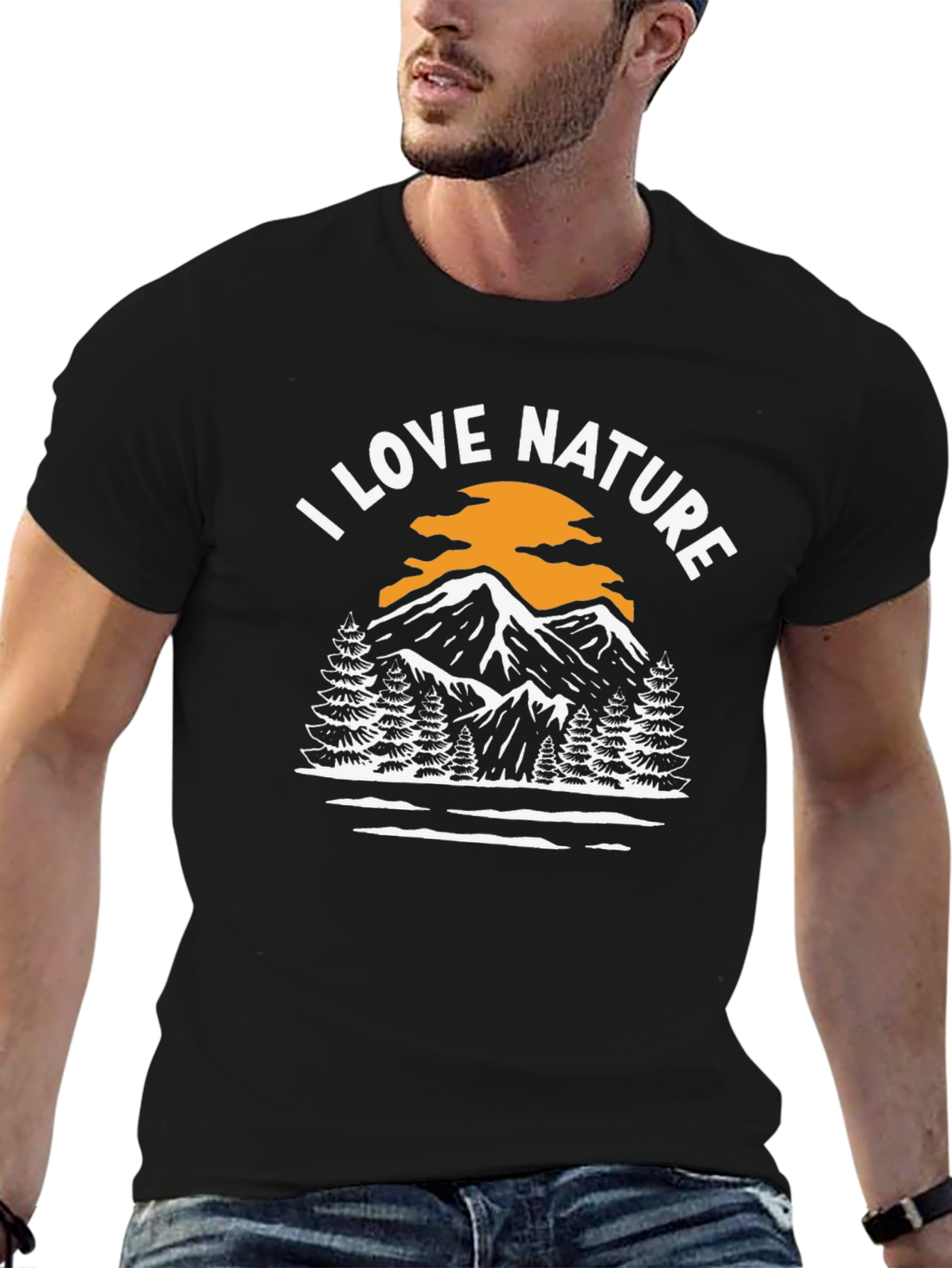 I Love Nature Graphic Tee - Mountain Scene T-Shirt