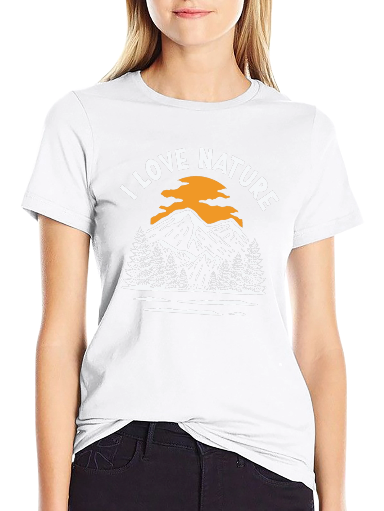 I Love Nature Graphic Tee - Mountain Scene T-Shirt