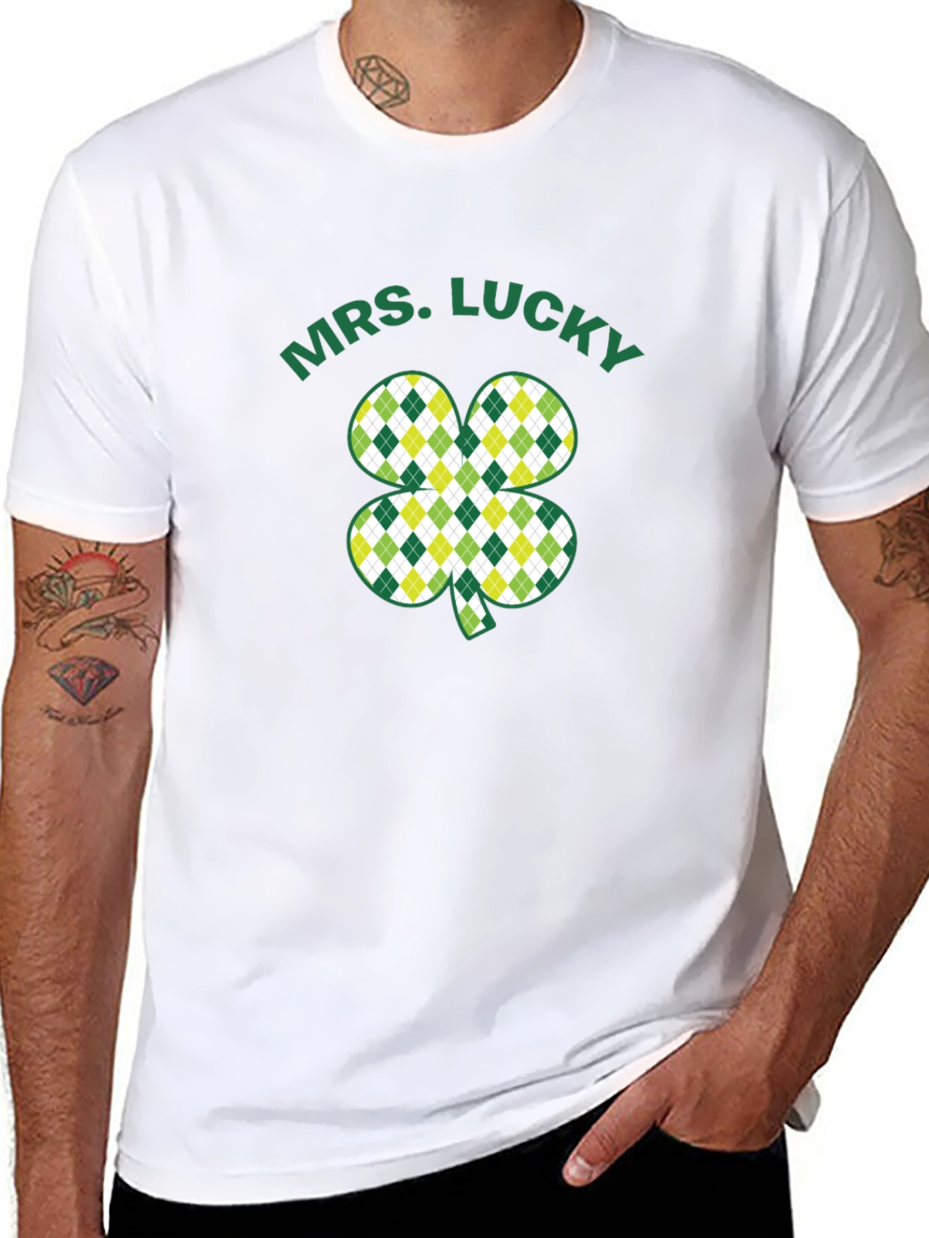 Mrs. Lucky St. Patricks Day Black T-Shirt