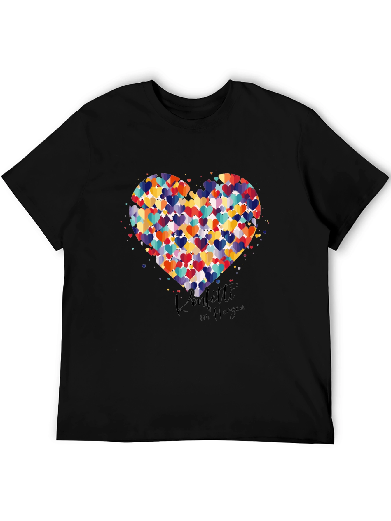 Heart Confetti Black T-Shirt