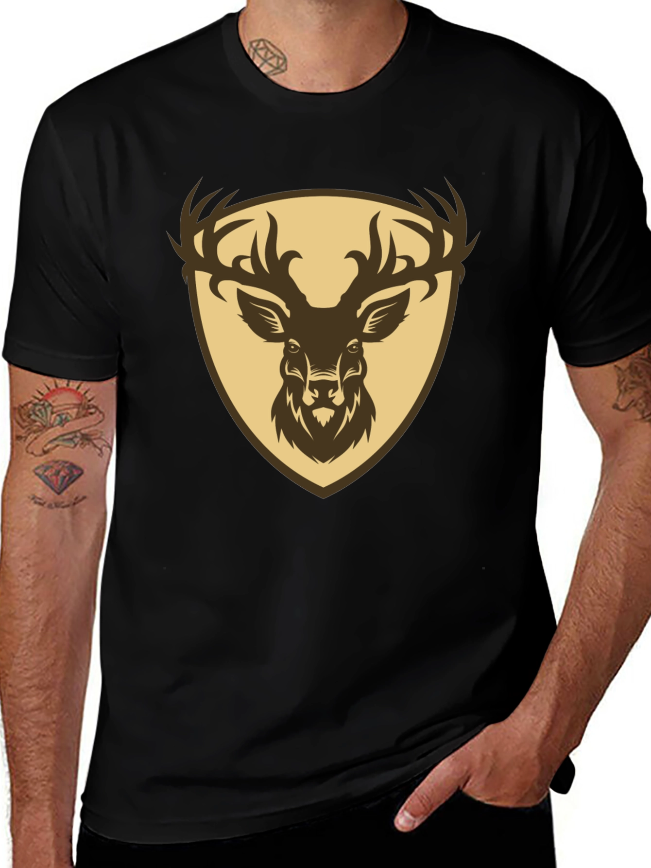 Black Deer Crest Graphic Tee
