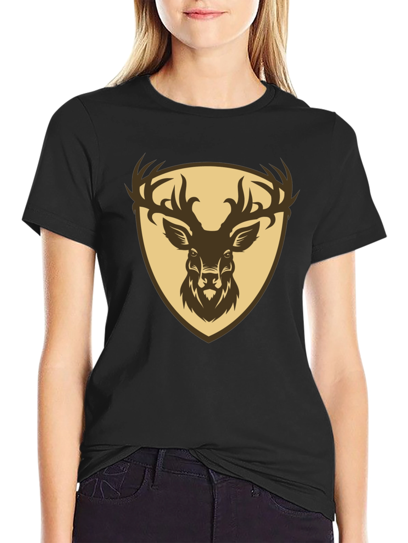 Black Deer Crest Graphic Tee