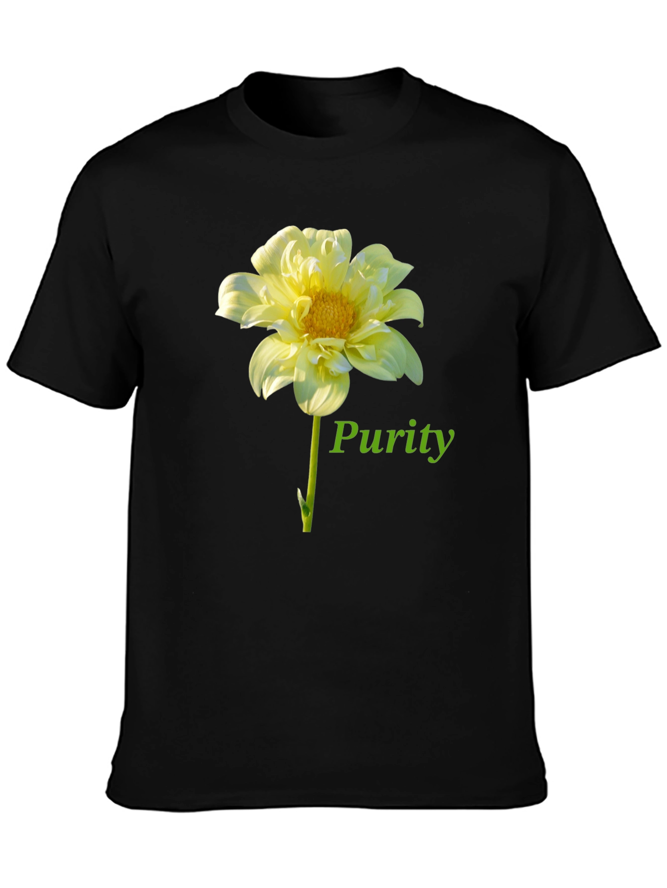 Purity Flower Graphic Black T-Shirt