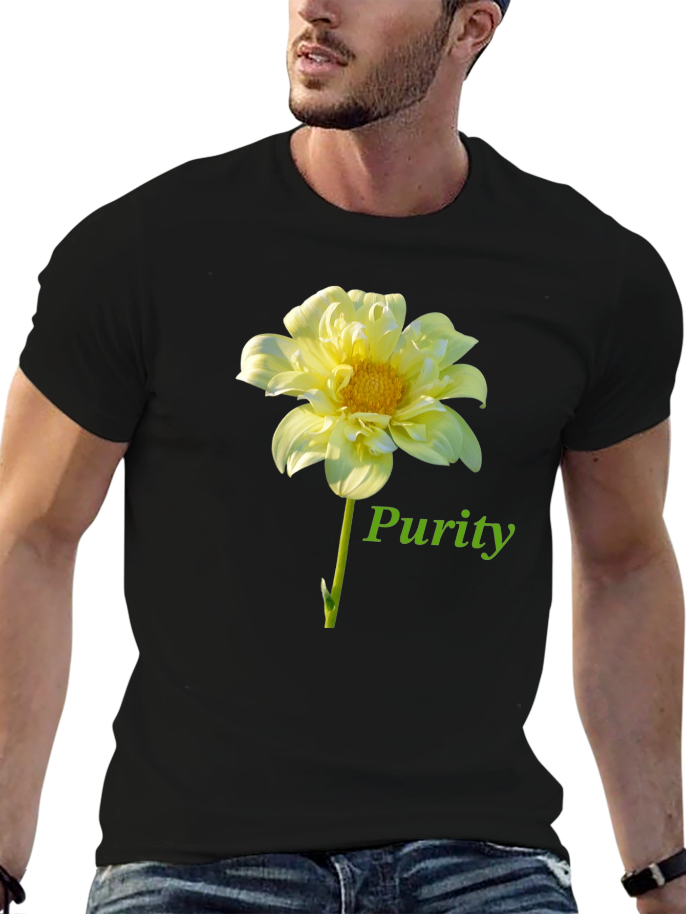 Purity Flower Graphic Black T-Shirt