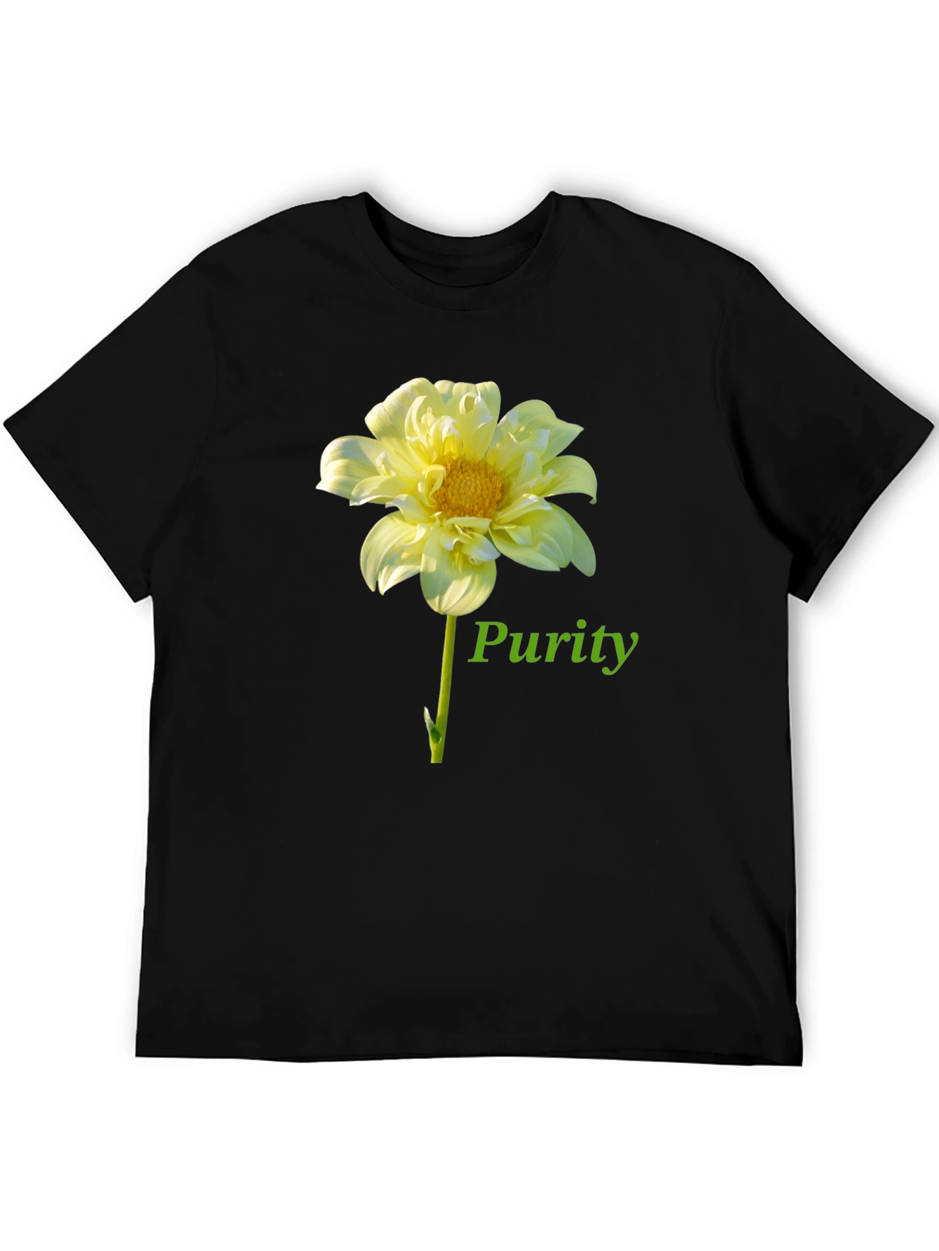 Purity Flower Graphic Black T-Shirt
