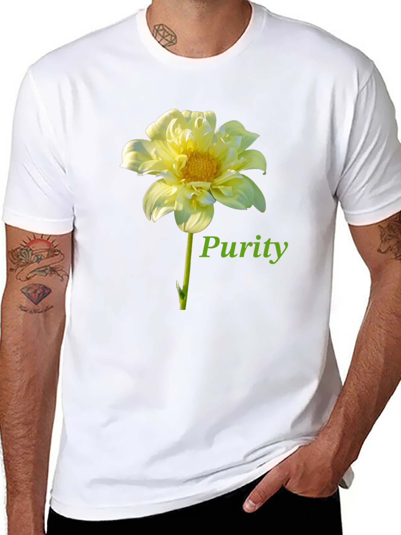 Purity Flower Graphic Black T-Shirt
