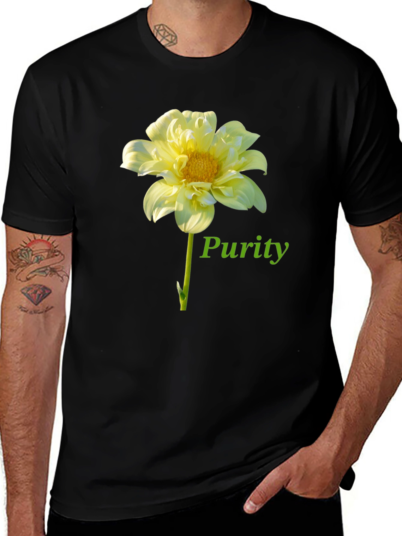 Purity Flower Graphic Black T-Shirt