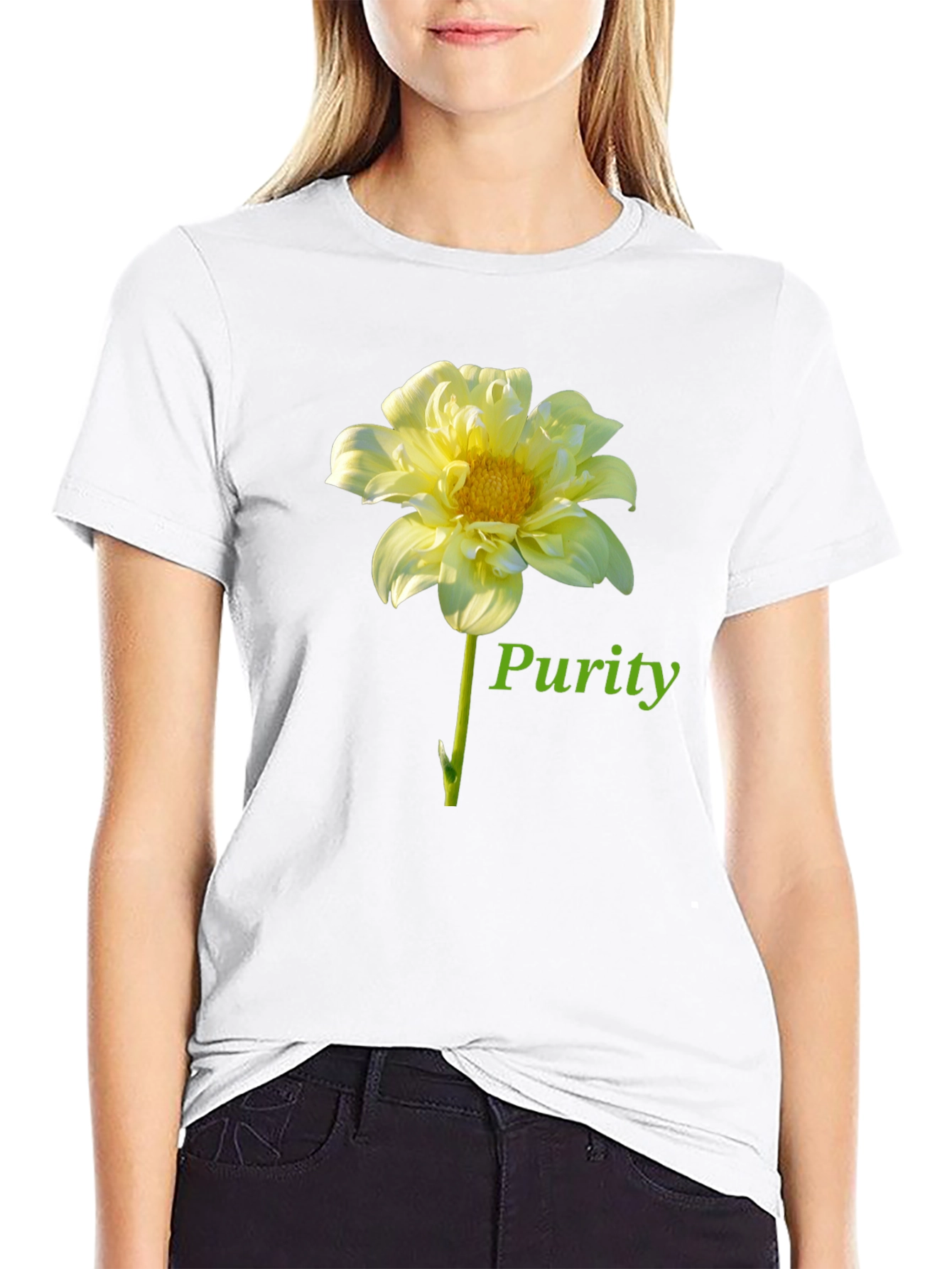 Purity Flower Graphic Black T-Shirt