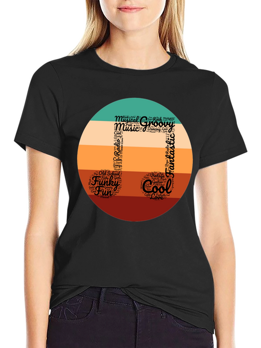 Groovy Musical Note Word Art T-Shirt