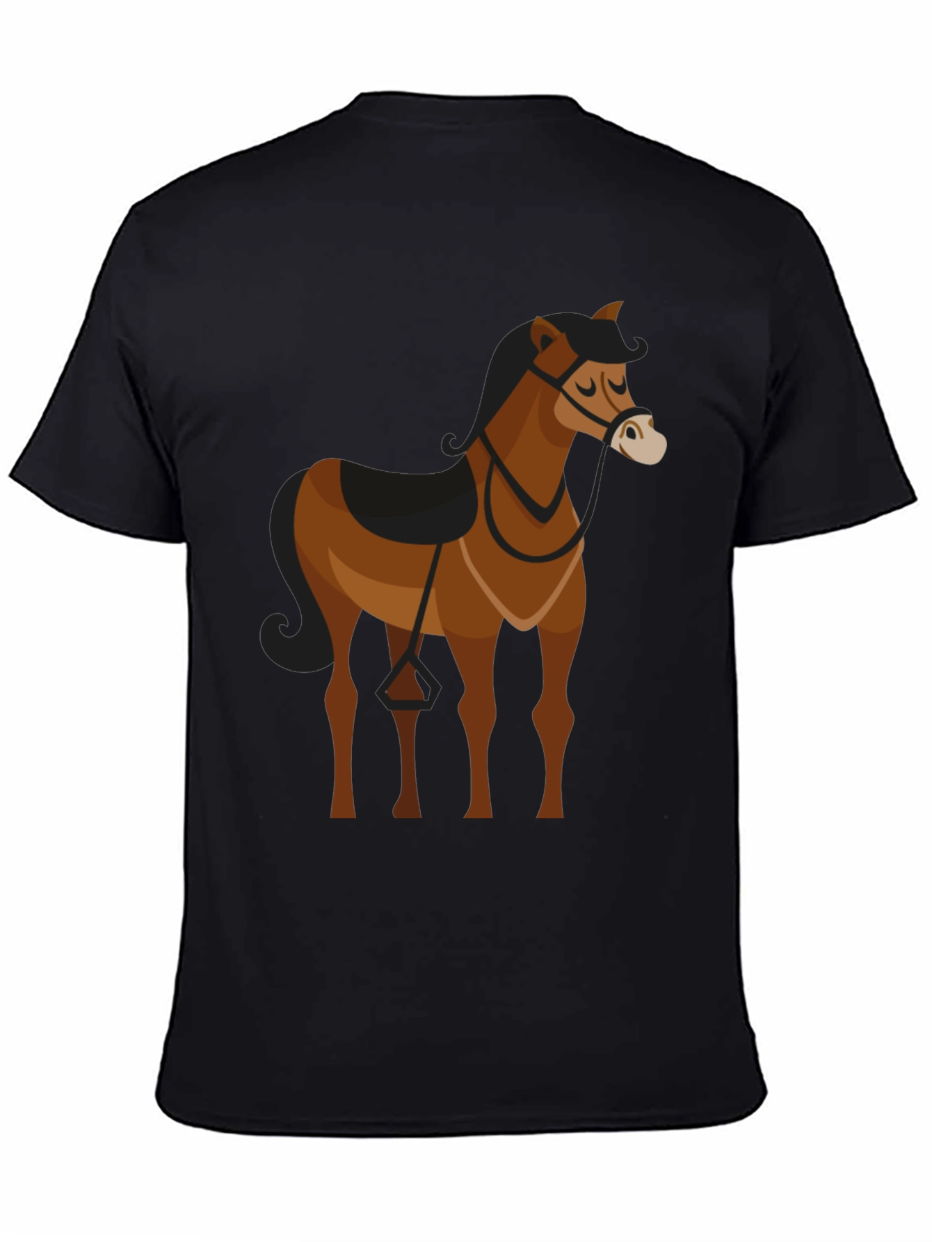 Black T-Shirt with Brown Horse Graphic