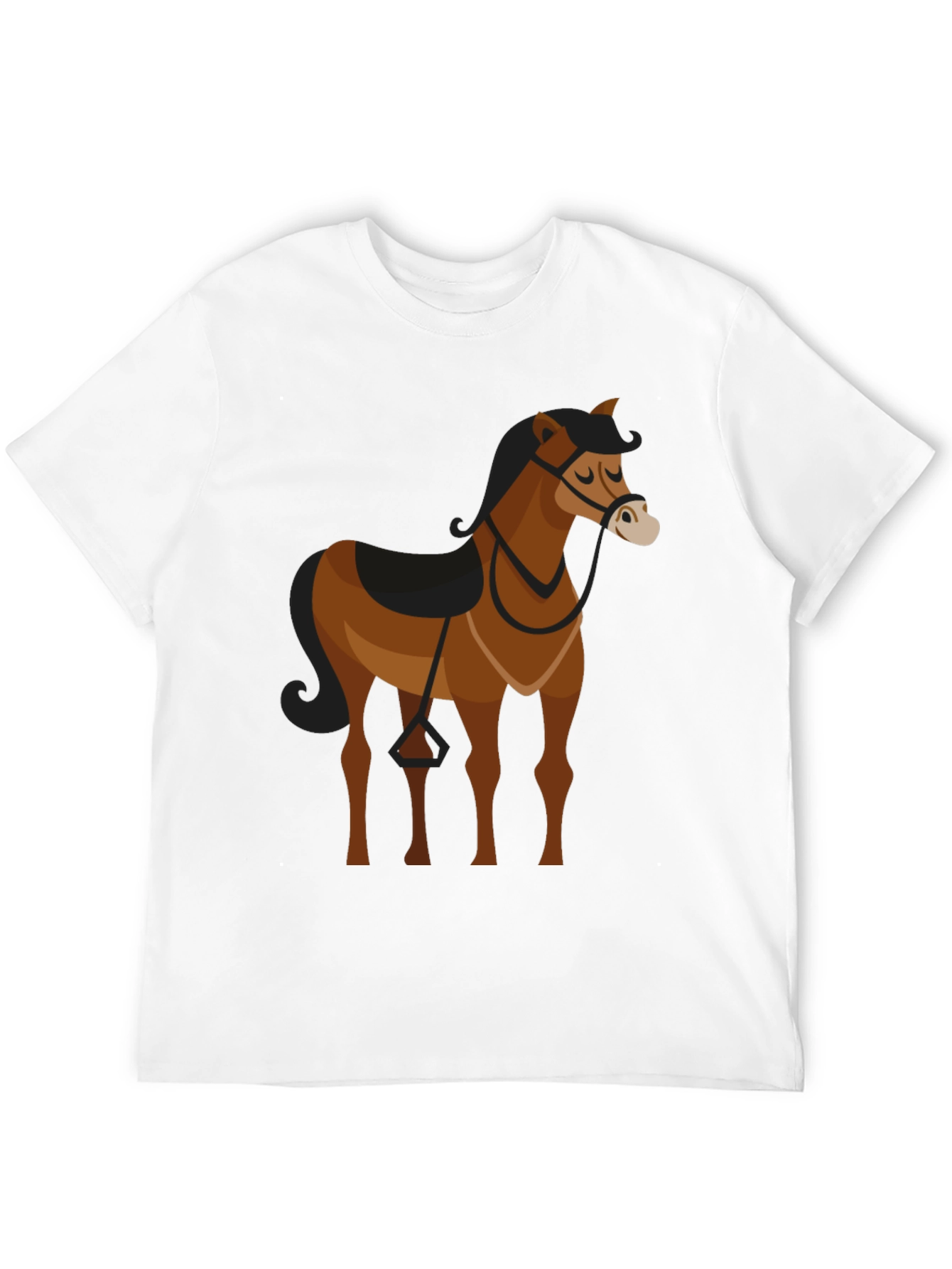 Black T-Shirt with Brown Horse Graphic