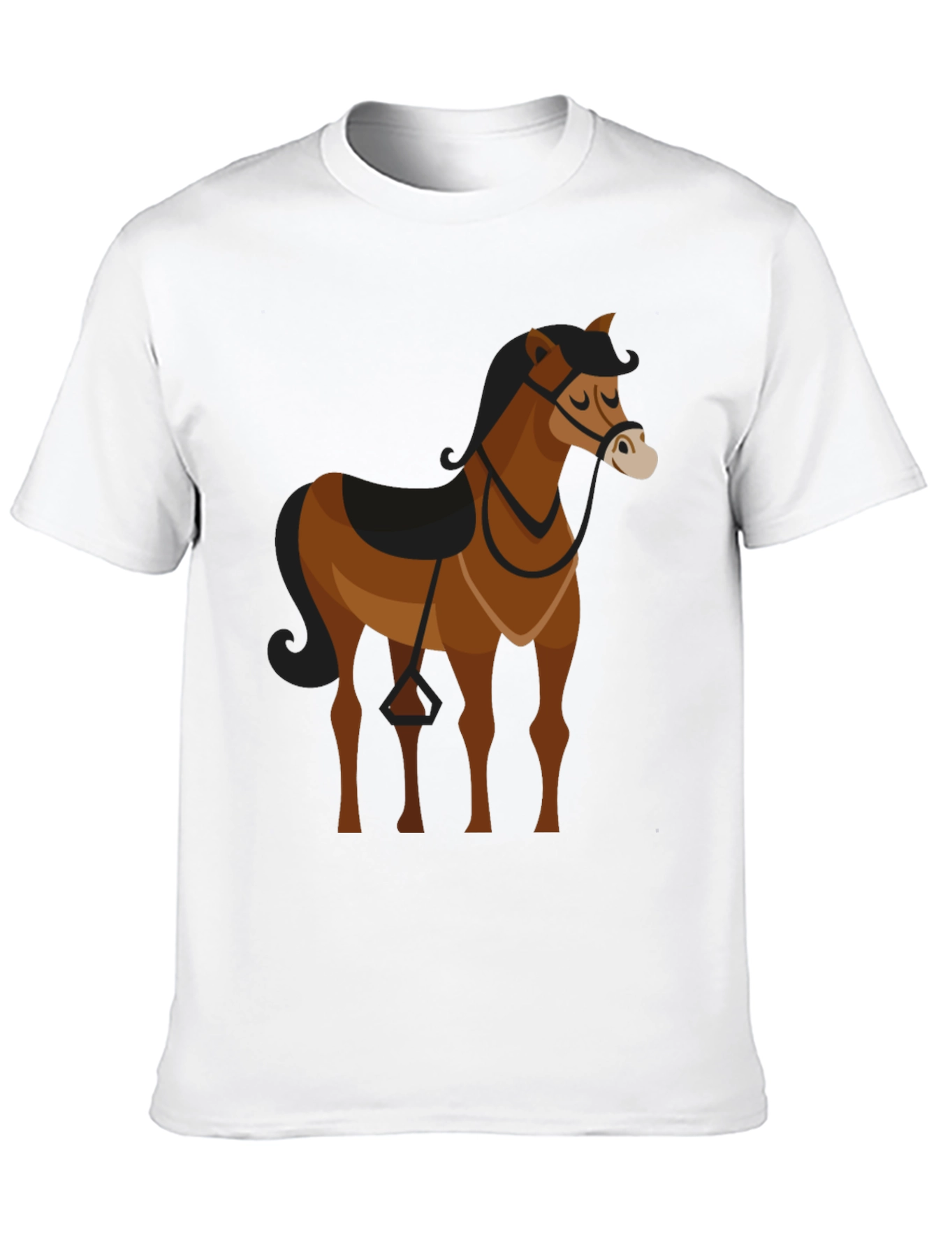 Black T-Shirt with Brown Horse Graphic