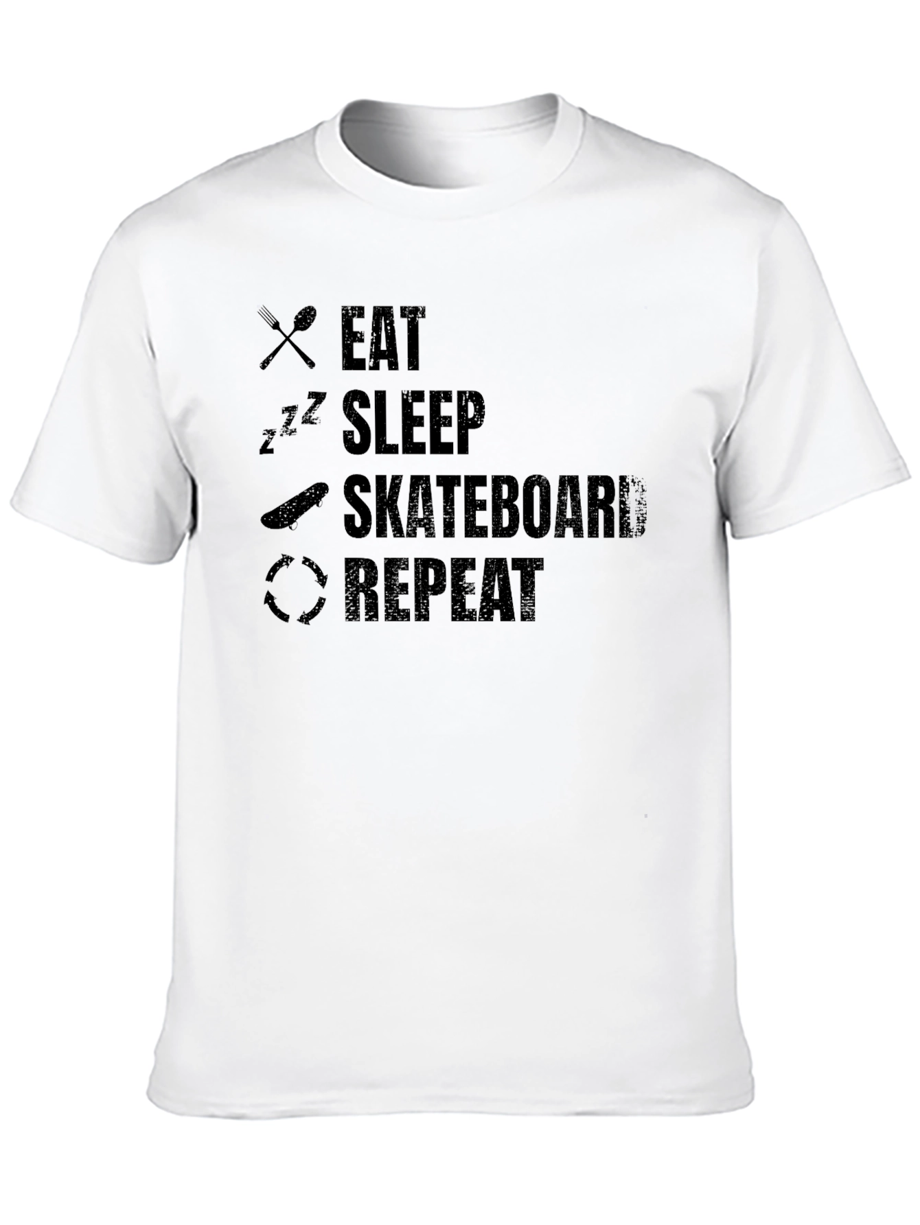 Eat Sleep Skateboard Repeat Black T-Shirt