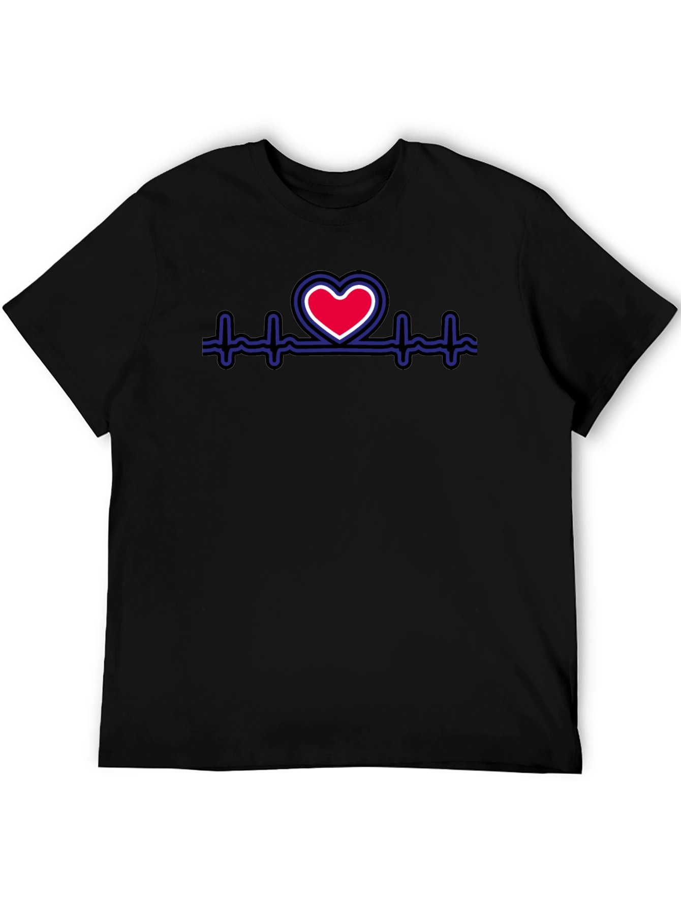 Heartbeat Heart Graphic Tee - Stylish Black T-Shirt