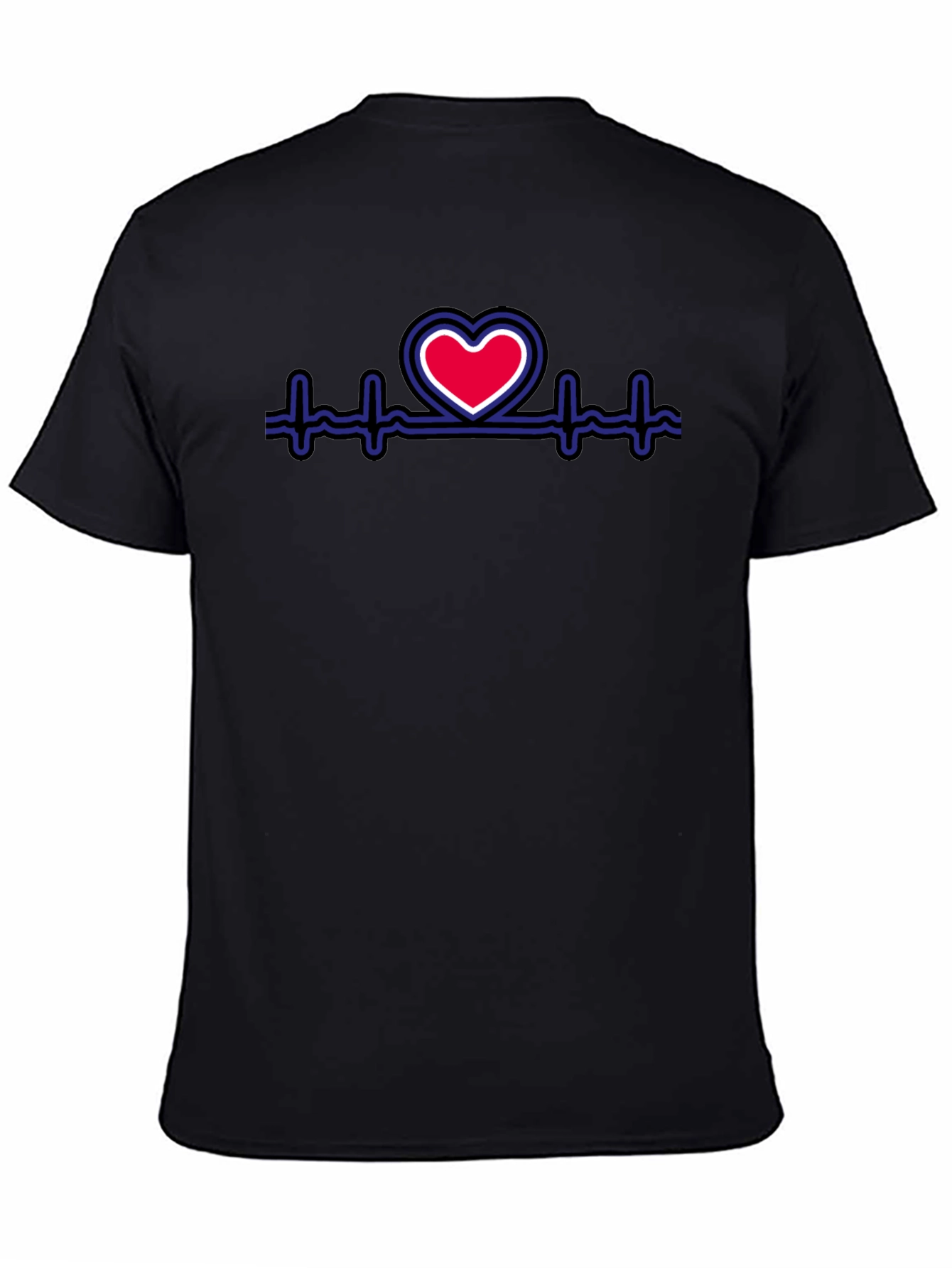 Heartbeat Heart Graphic Tee - Stylish Black T-Shirt