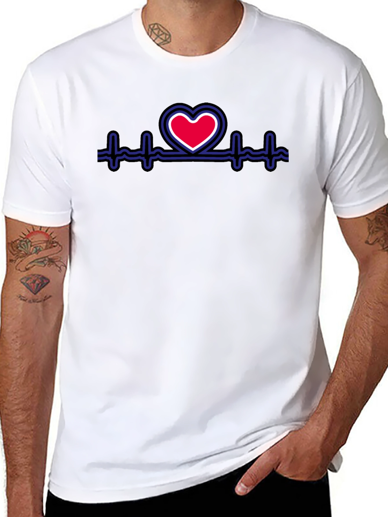 Heartbeat Heart Graphic Tee - Stylish Black T-Shirt