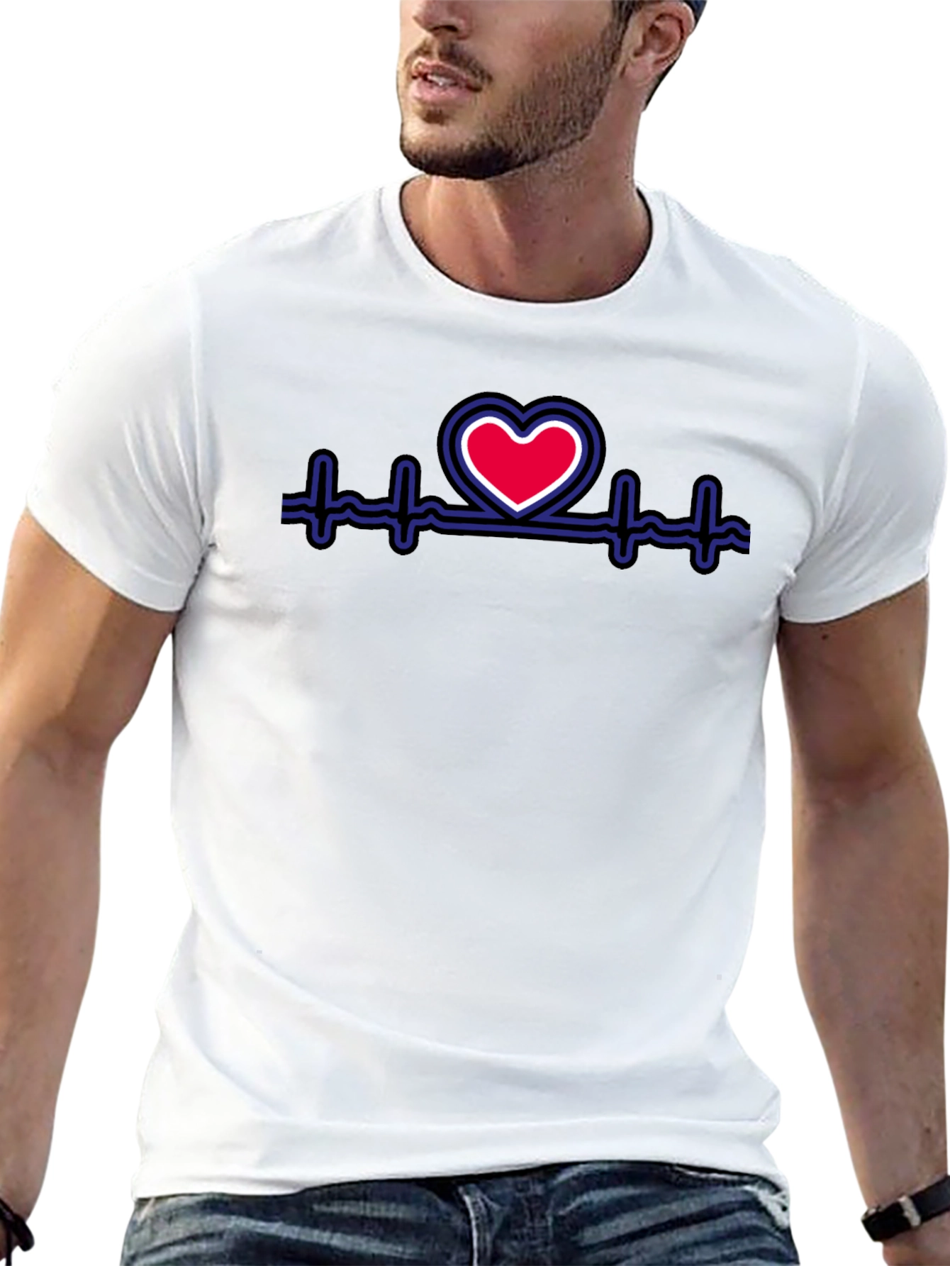 Heartbeat Heart Graphic Tee - Stylish Black T-Shirt