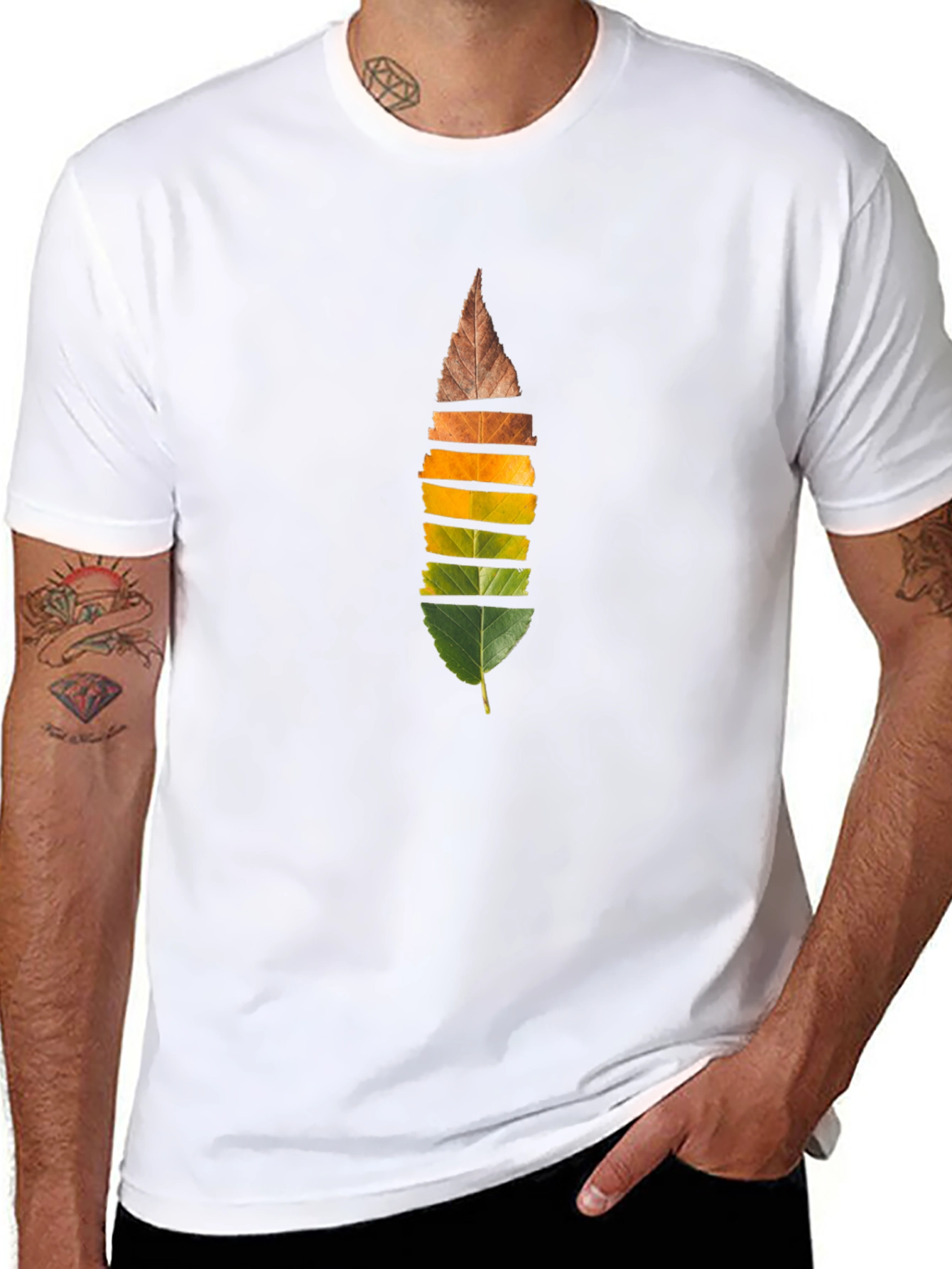 Autumn Leaf Slice T-Shirt - Nature Inspired Design
