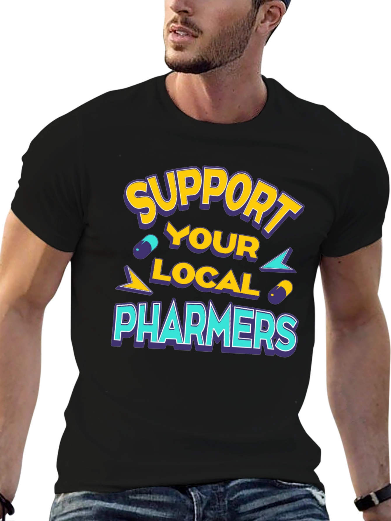 Support Your Local Pharmers Black T-Shirt