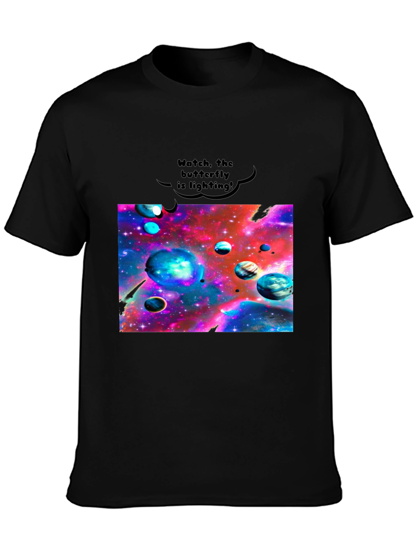 Galaxy Universe Planets Graphic Black Tee