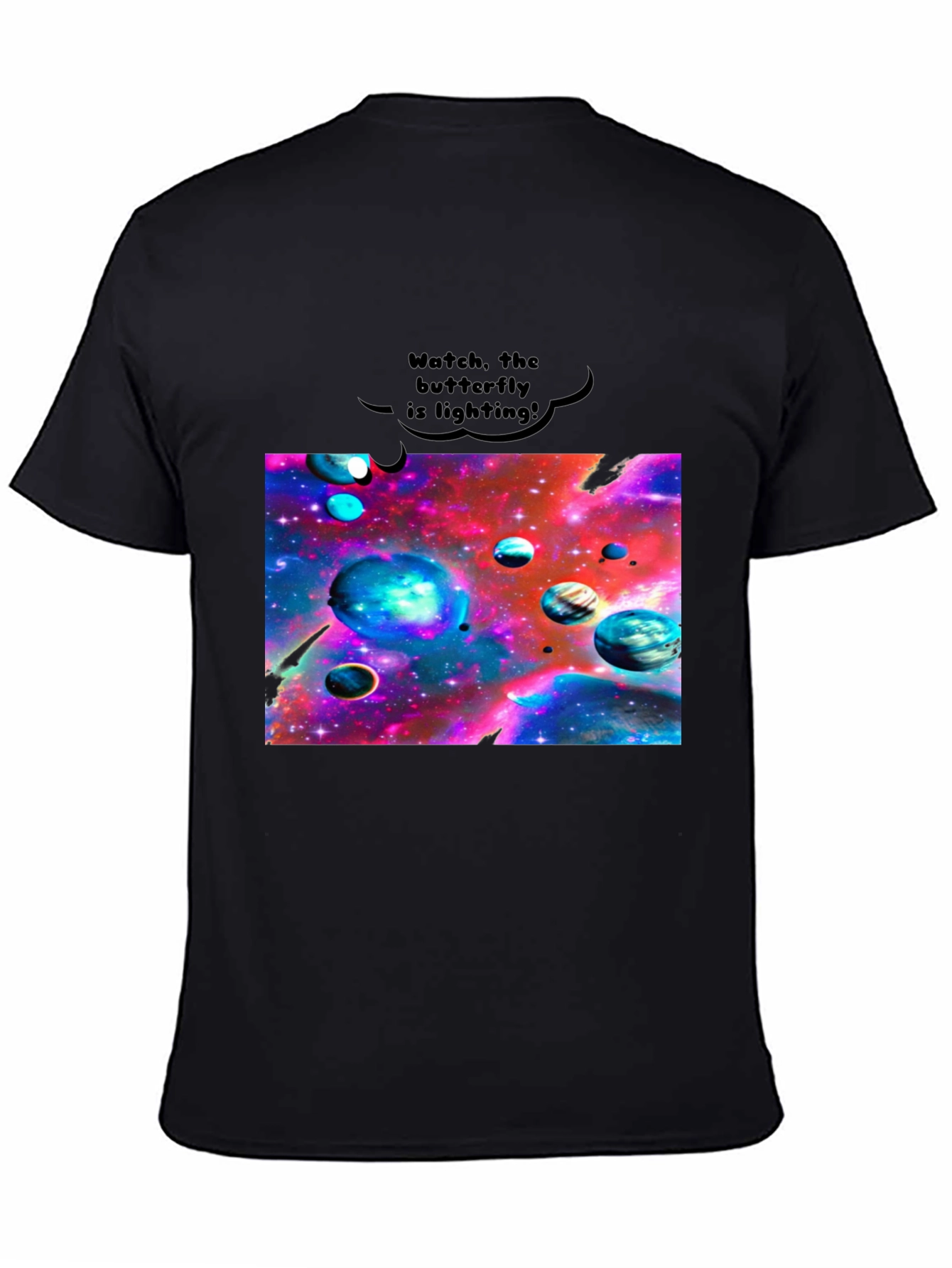 Galaxy Universe Planets Graphic Black Tee