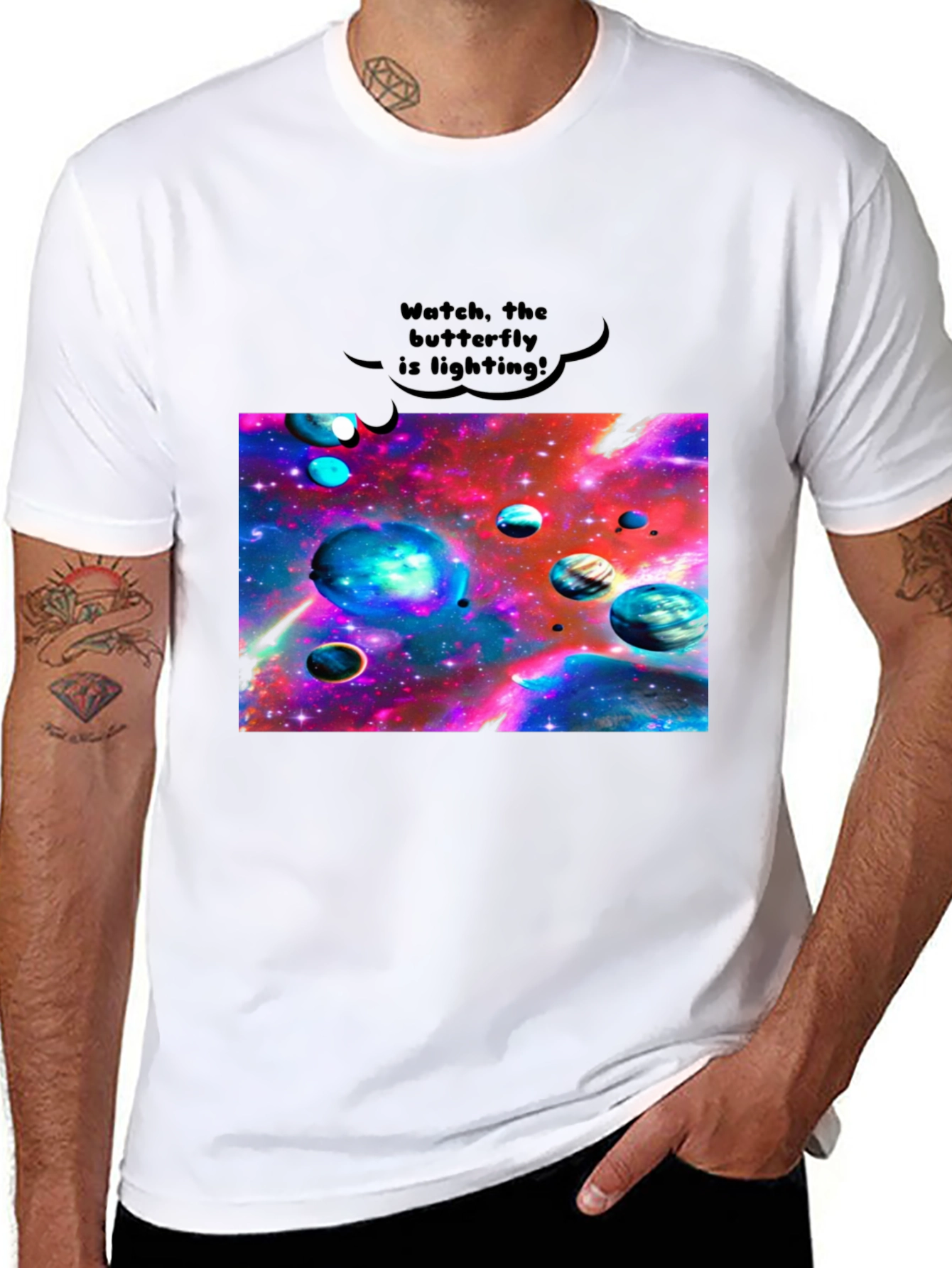 Galaxy Universe Planets Graphic Black Tee