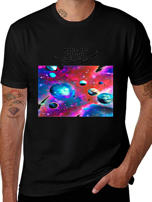 Galaxy Universe Planets Graphic Black Tee