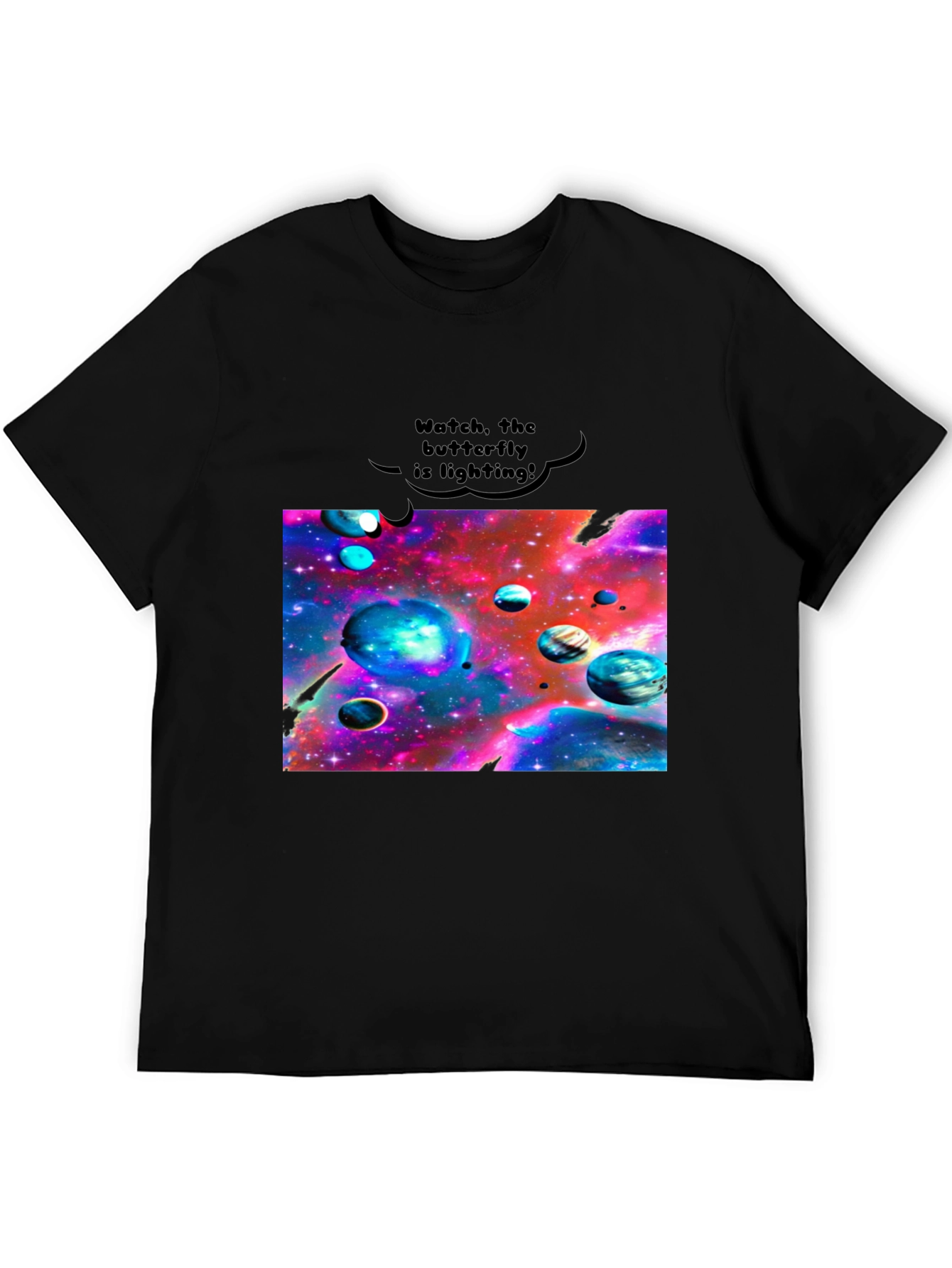 Galaxy Universe Planets Graphic Black Tee
