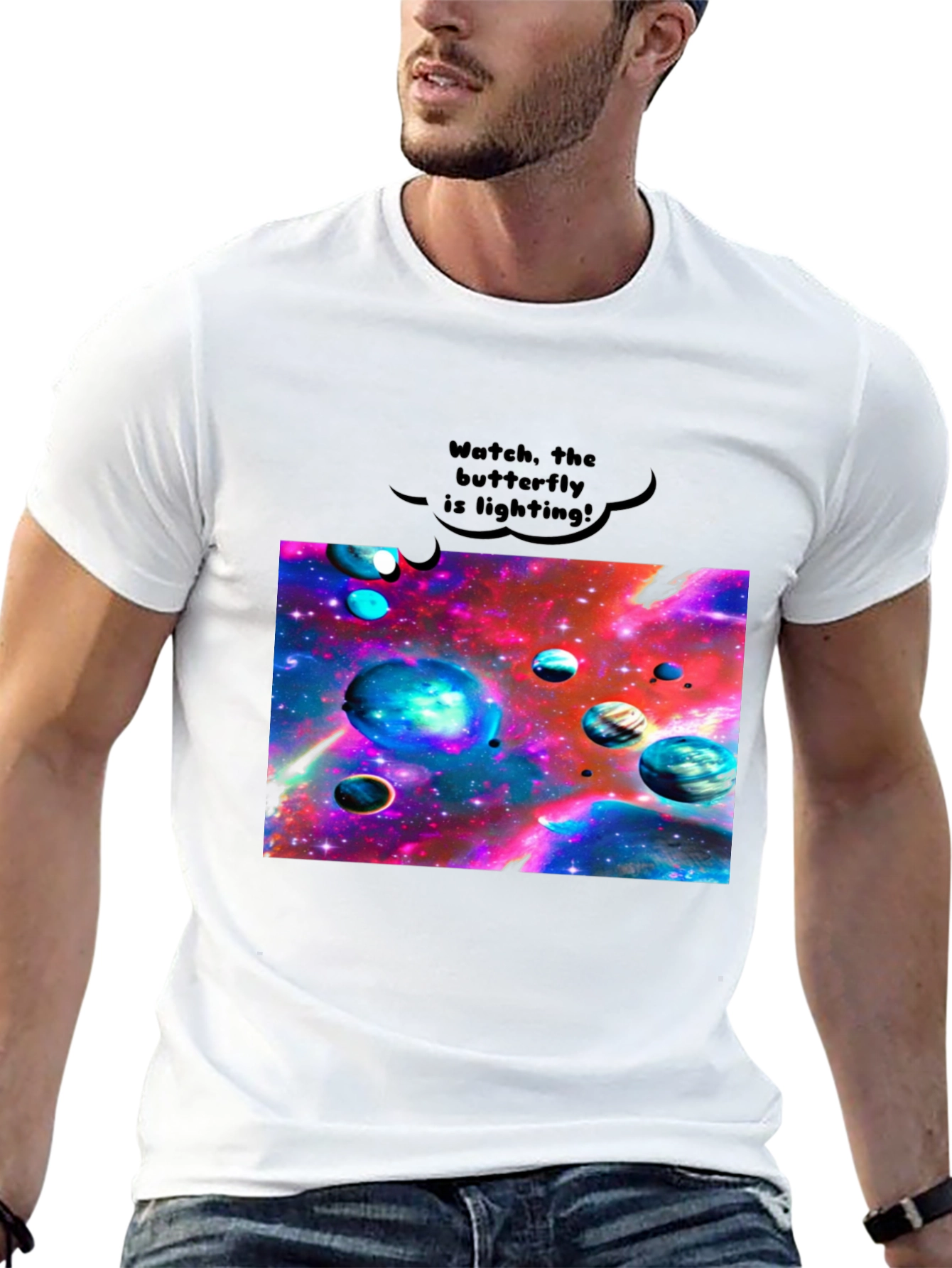 Galaxy Universe Planets Graphic Black Tee