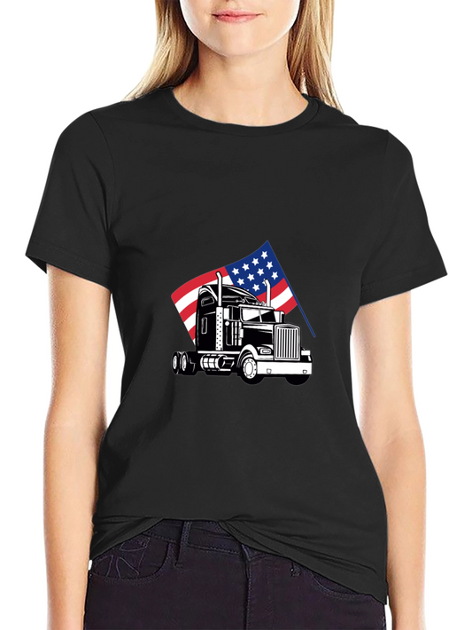 American Trucker T-Shirt - USA Flag Graphic Tee