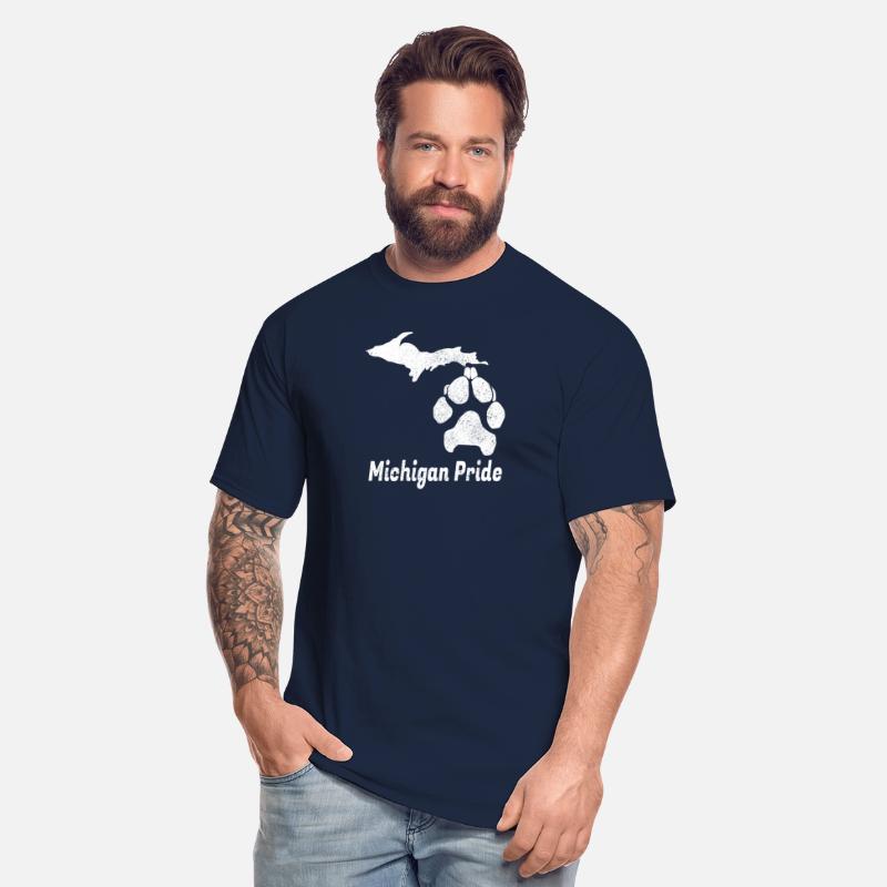 Michigan Pride - Distressed Map Dog Paw Design