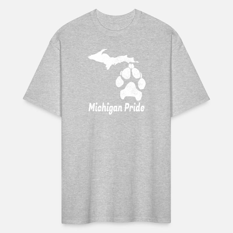 Michigan Pride - Distressed Map Dog Paw Design