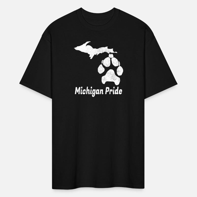 Michigan Pride - Distressed Map Dog Paw Design
