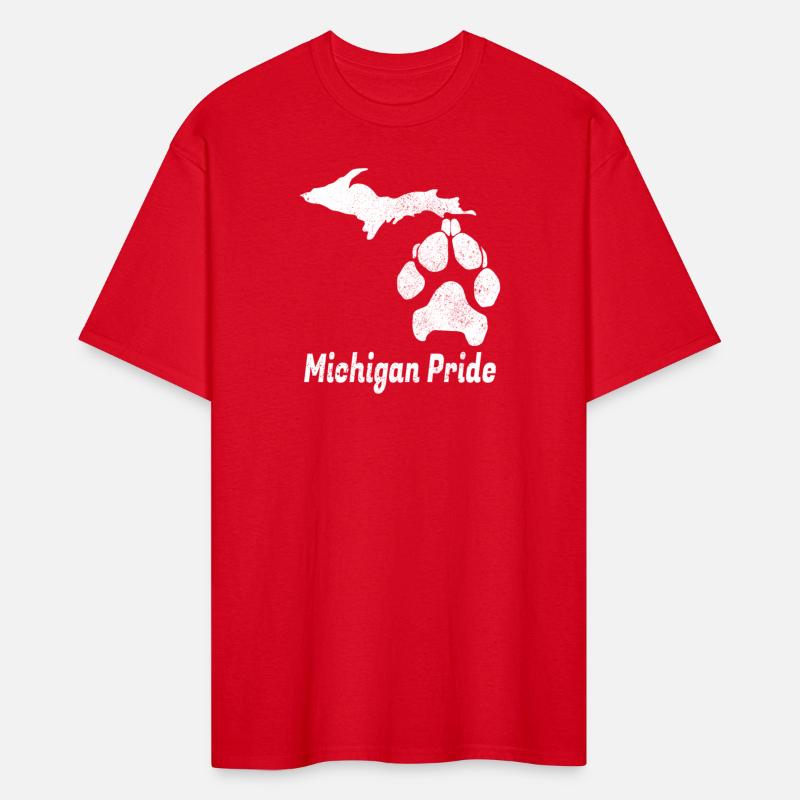 Michigan Pride - Distressed Map Dog Paw Design