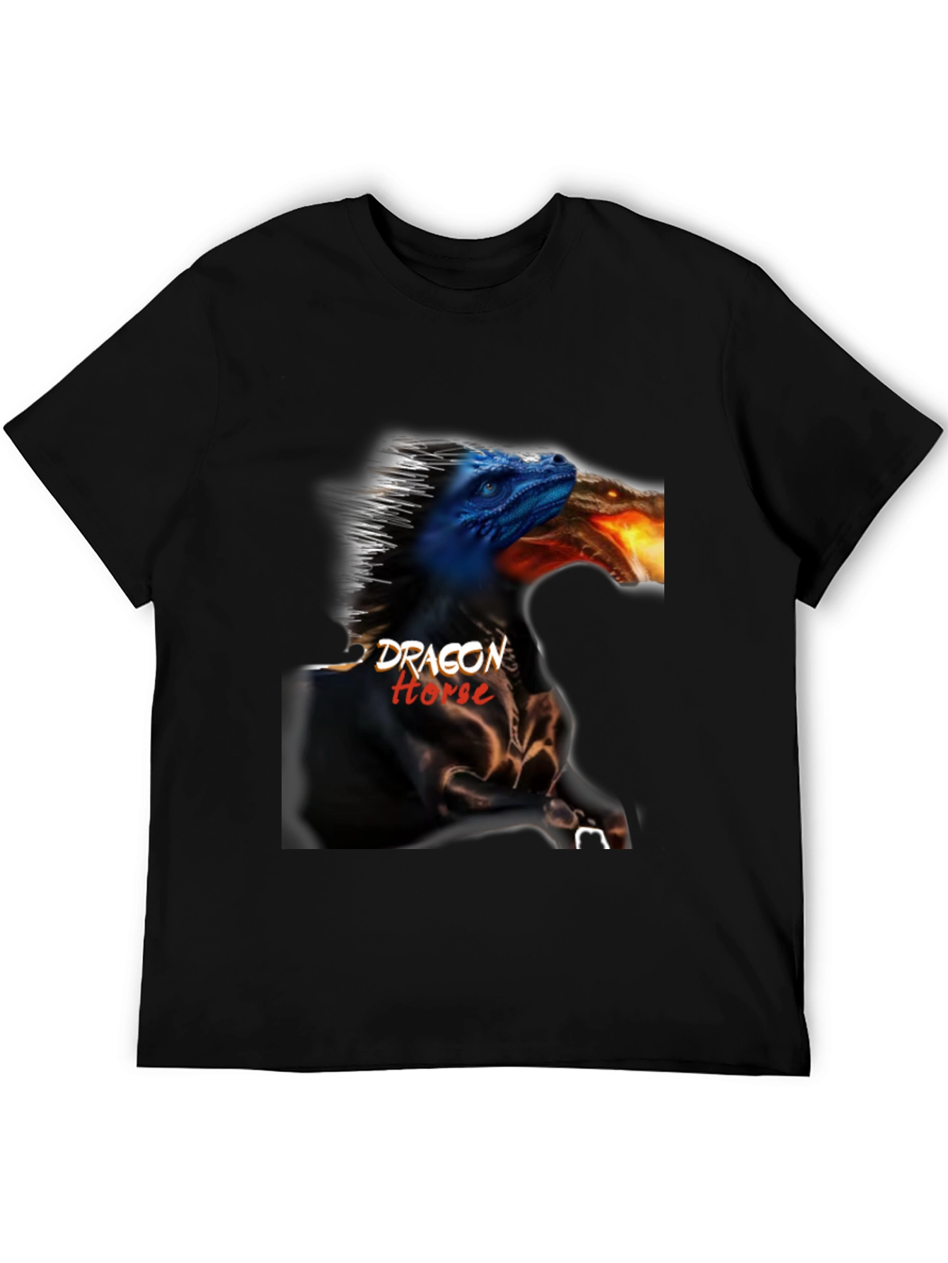 Dragon Horse Graphic Tee - Black Cotton T-Shirt