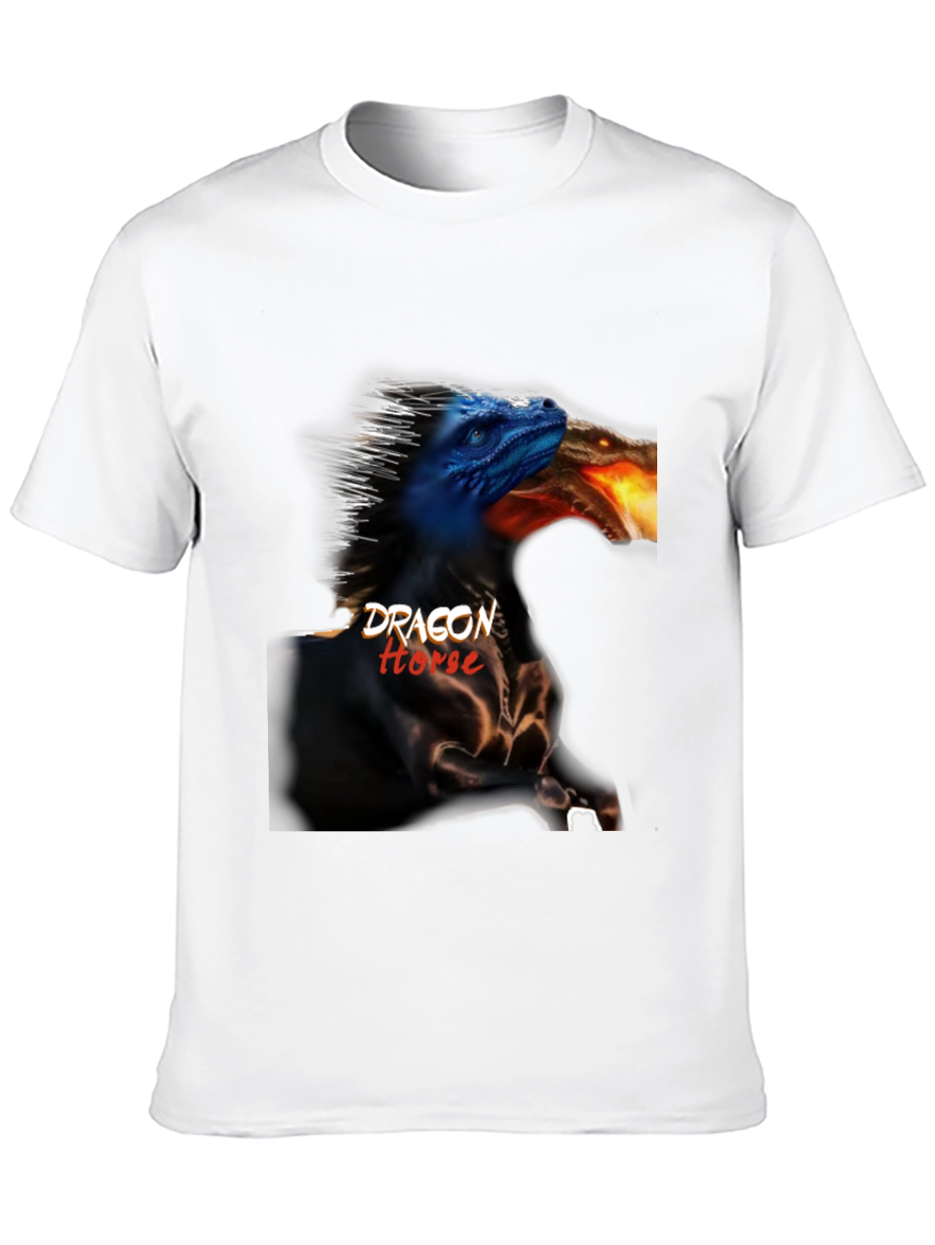 Dragon Horse Graphic Tee - Black Cotton T-Shirt
