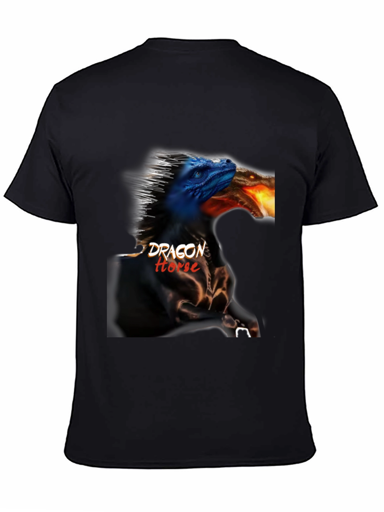Dragon Horse Graphic Tee - Black Cotton T-Shirt