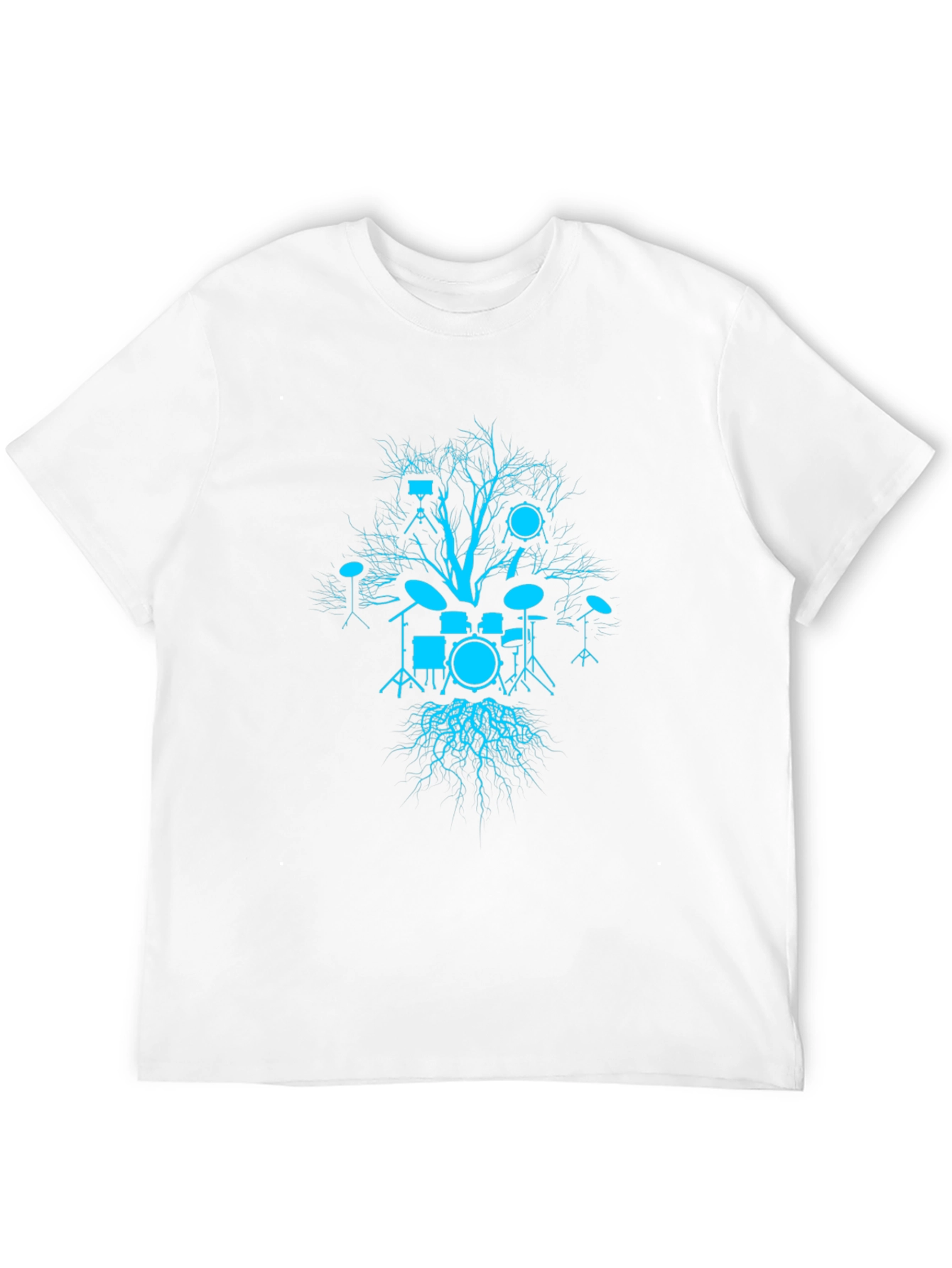 Drum Set Tree Graphic Tee - Black Cotton T-Shirt