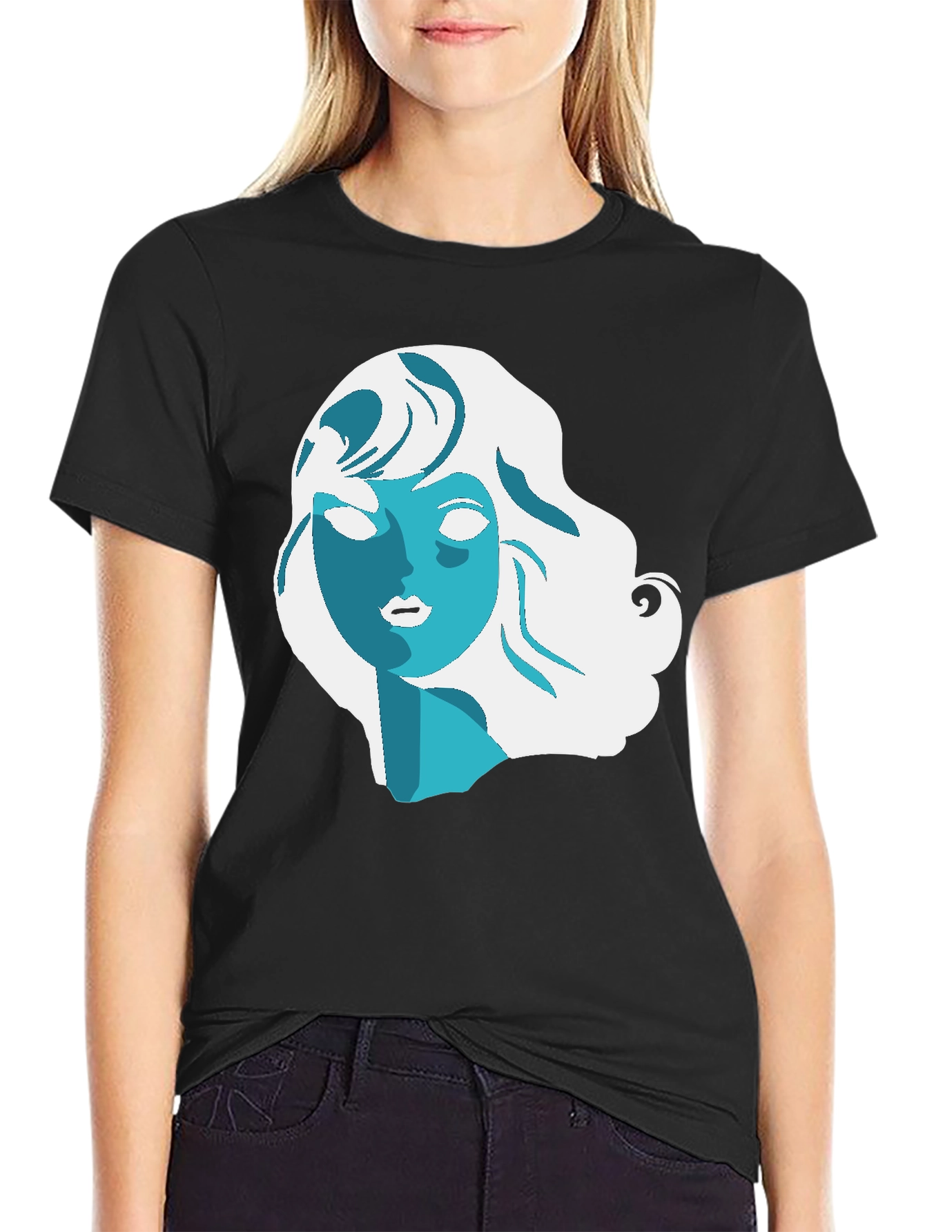 Abstract Woman Graphic Black T-Shirt