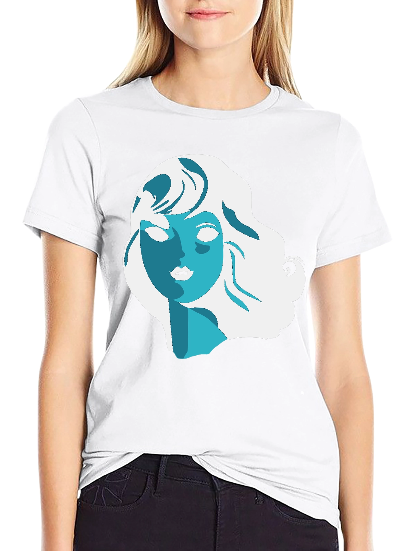 Abstract Woman Graphic Black T-Shirt